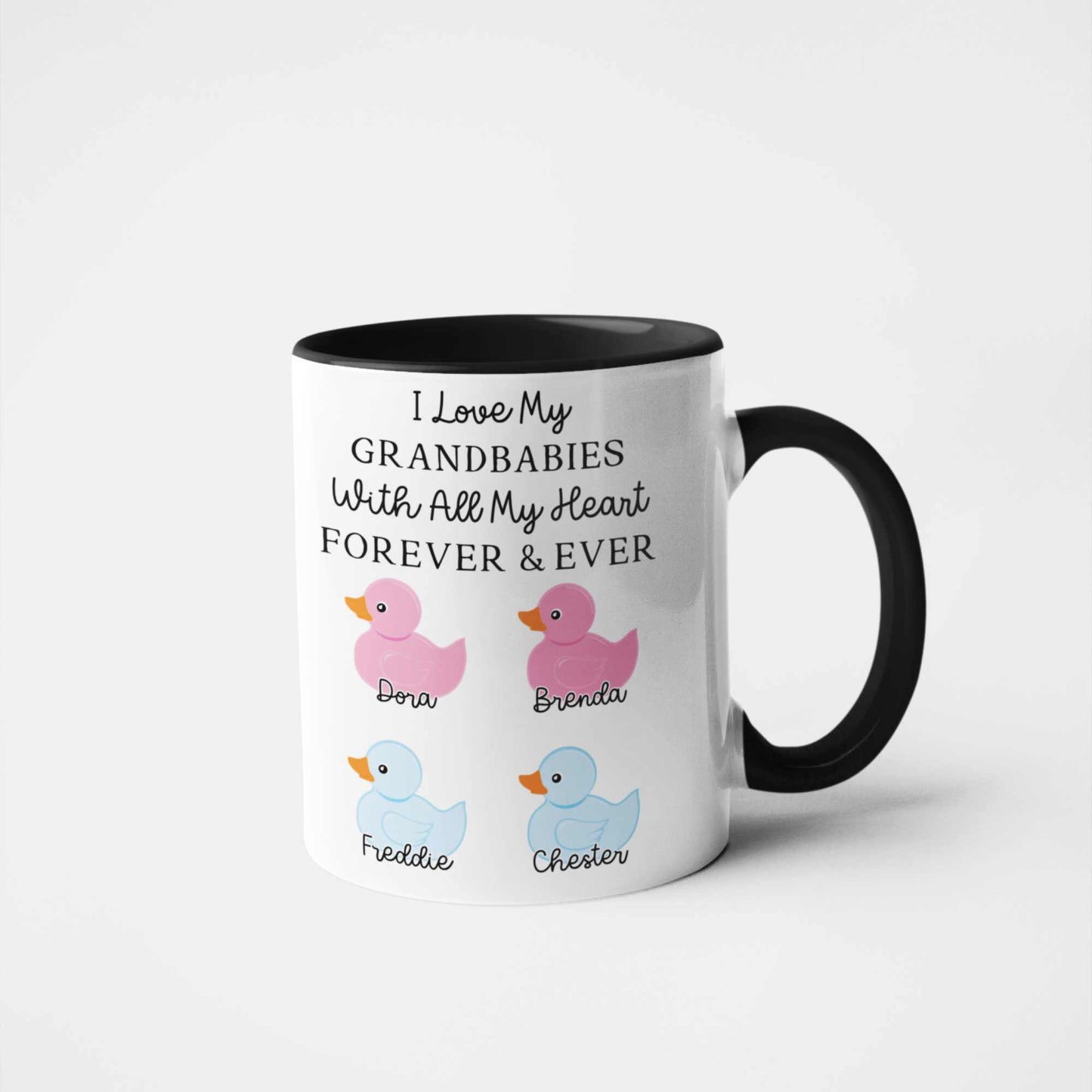 Grandparent Mug - Customised with Grandchildren's Names and Genders | Unique Duck Gift for Nan, Granny, Grandad | Special Keepsake Mug
