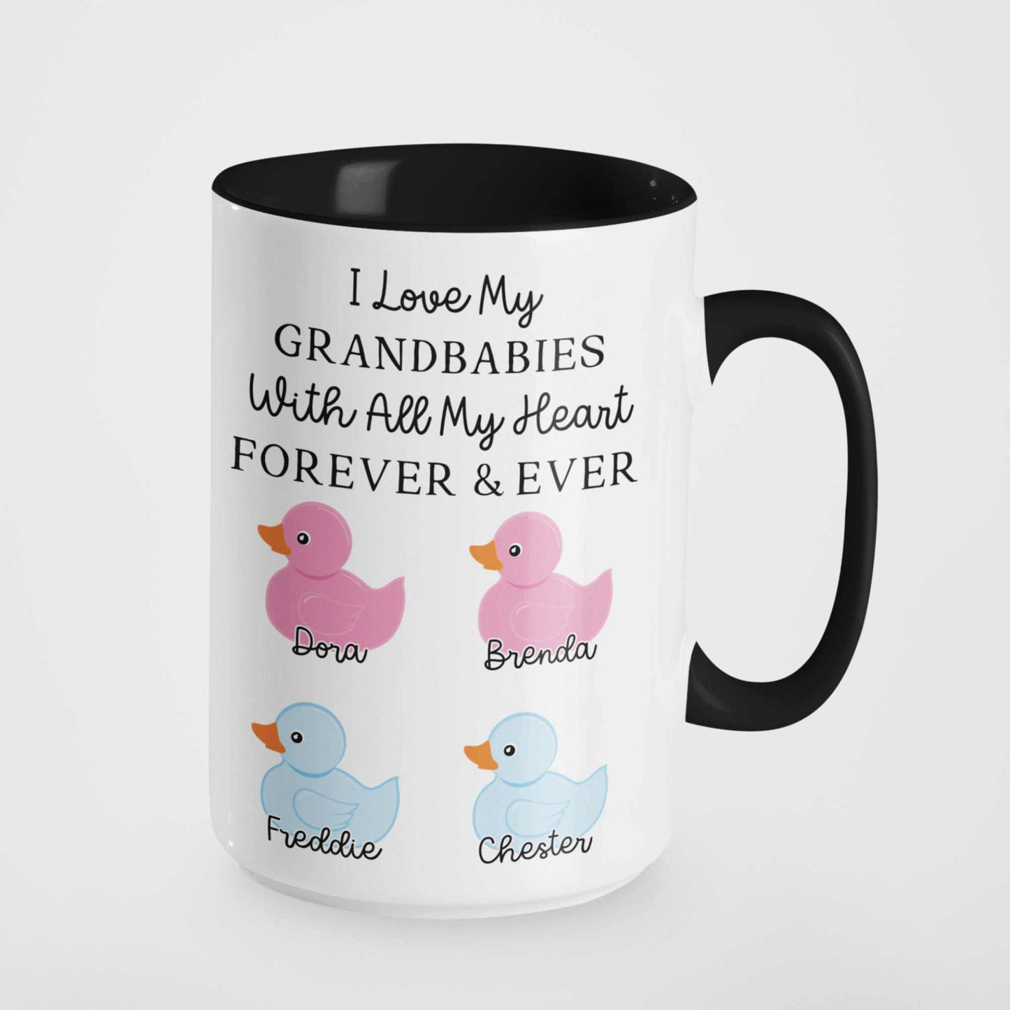 Grandparent Mug - Customised with Grandchildren's Names and Genders | Unique Duck Gift for Nan, Granny, Grandad | Special Keepsake Mug