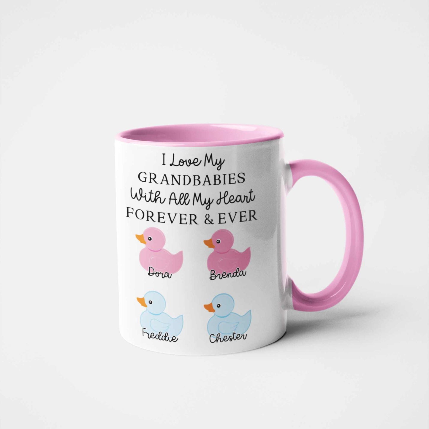Grandparent Mug - Customised with Grandchildren's Names and Genders | Unique Duck Gift for Nan, Granny, Grandad | Special Keepsake Mug