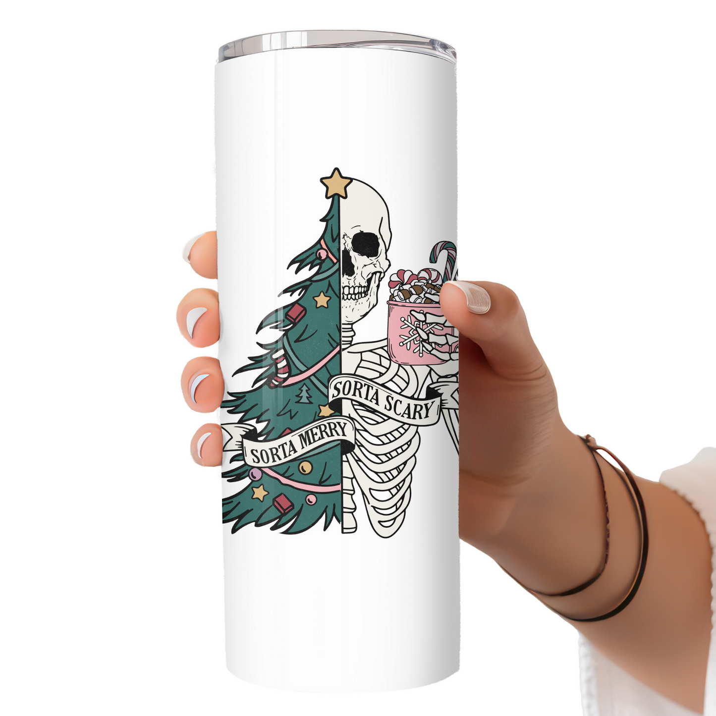 Skull Christmas Mug Sorta Merry Sorta Scary Alternative Gifts for Her Mum Nan Sister Aunt Best Friend Stocking filler Xmas gift set