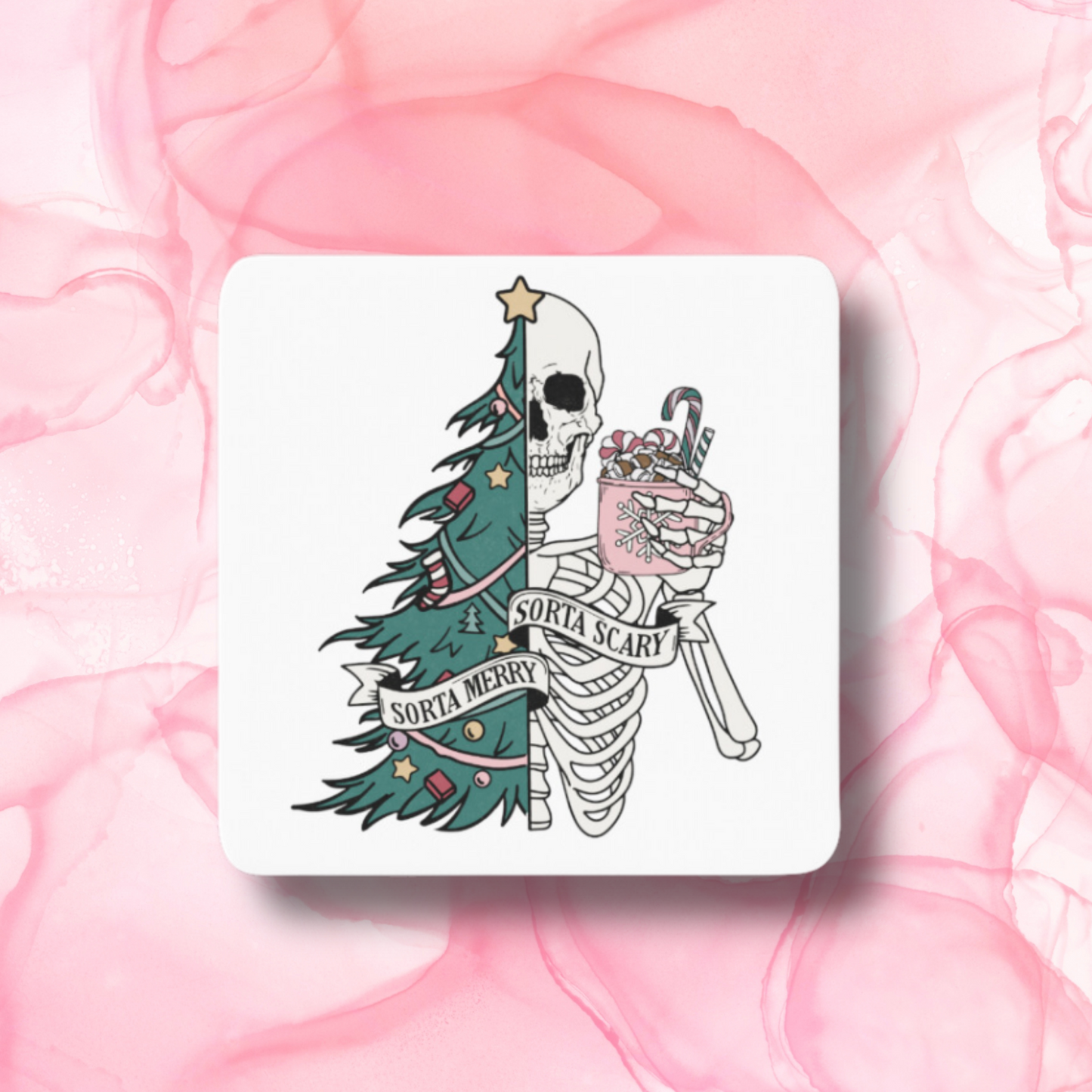 Skull Christmas Mug Sorta Merry Sorta Scary Alternative Gifts for Her Mum Nan Sister Aunt Best Friend Stocking filler Xmas gift set