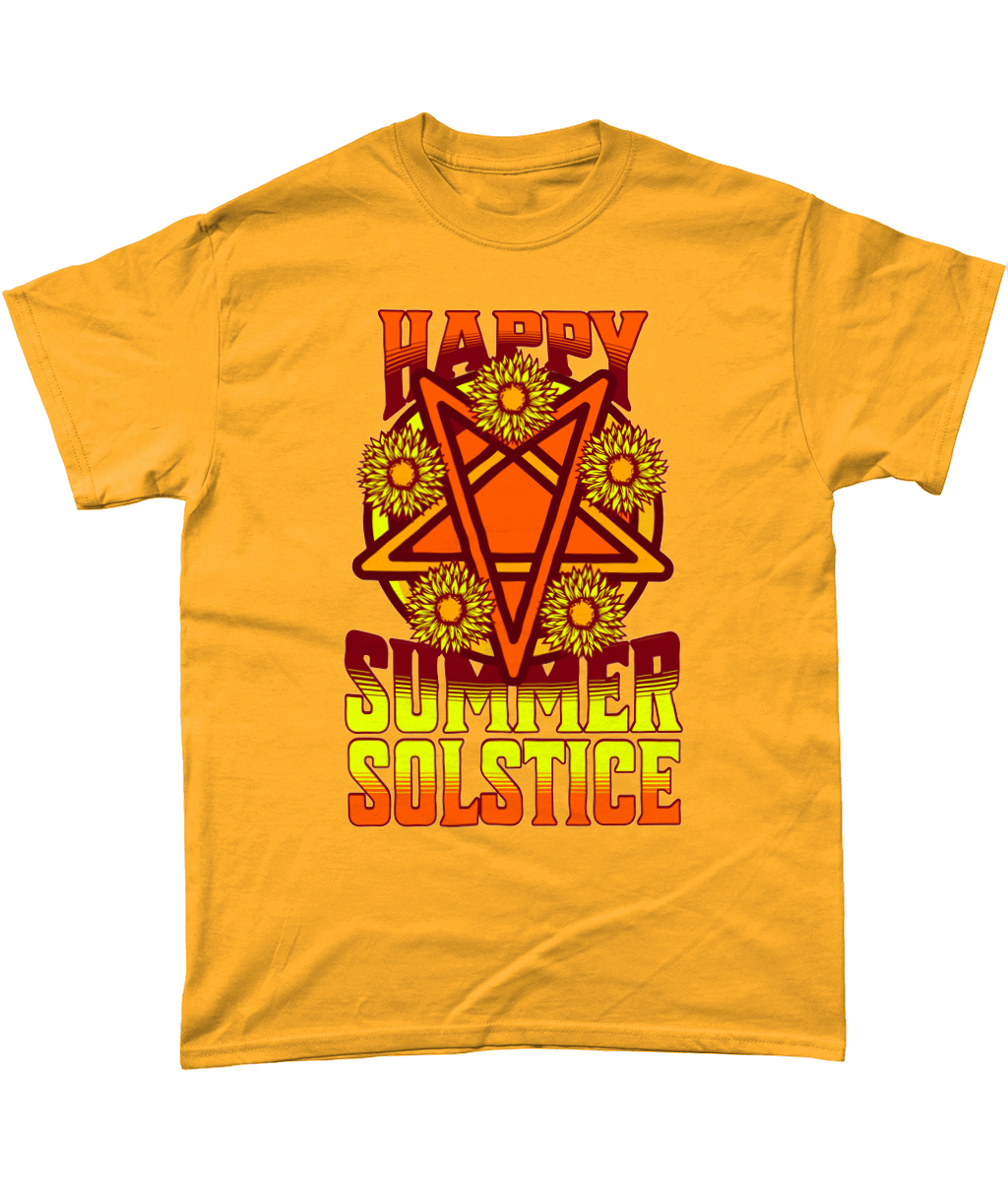 Summer Solstice Celebration Tee - Pagan Festivity Shirt, White & Black, S-5XL Gildan Heavy Cotton T-Shirt