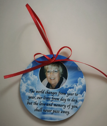 Memorial Christmas tree bauble decoration in loving memory of loved one