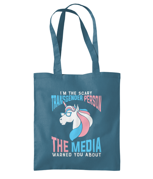 Scary trans person tote bag