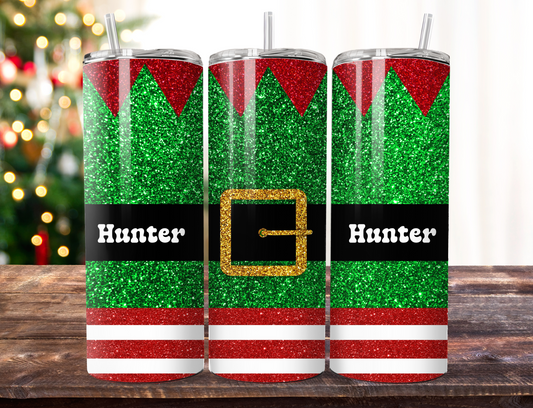 Personalised Christmas elf 20 oz tumbler with any name