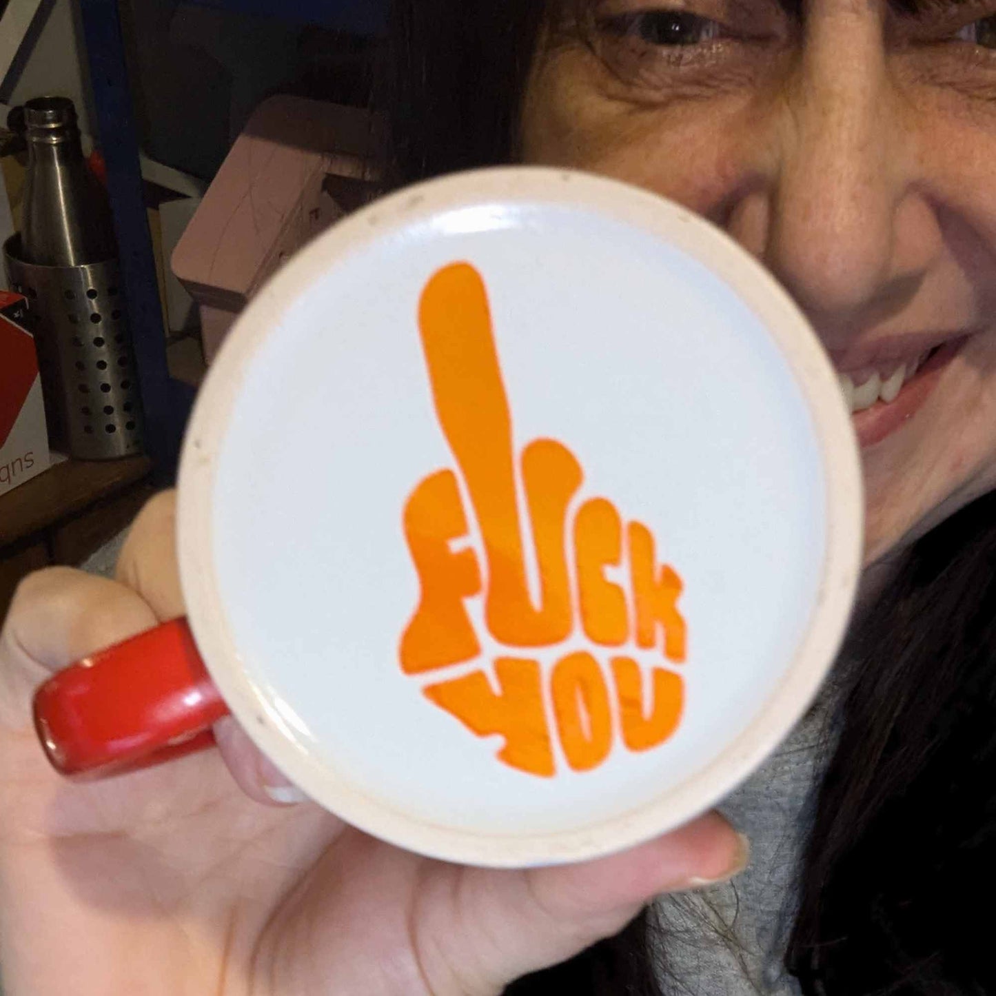 Fuck You Middle Finger Vinyl Decal Sticker β Hilariously Rude, Pearlescent Orange/Pink/Green β Perfect for Mugs, Laptops, Windows, and More