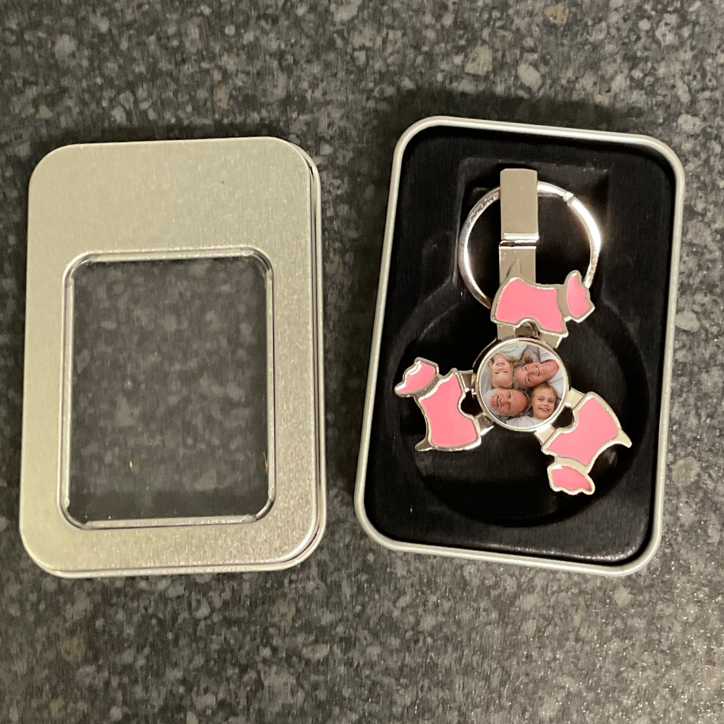Personalised photo fidget spinner pink dog