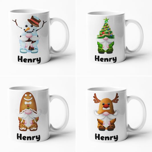 Kids Christmas Personalised mug with name for kids Children snowman gnome xmas gingerbread
