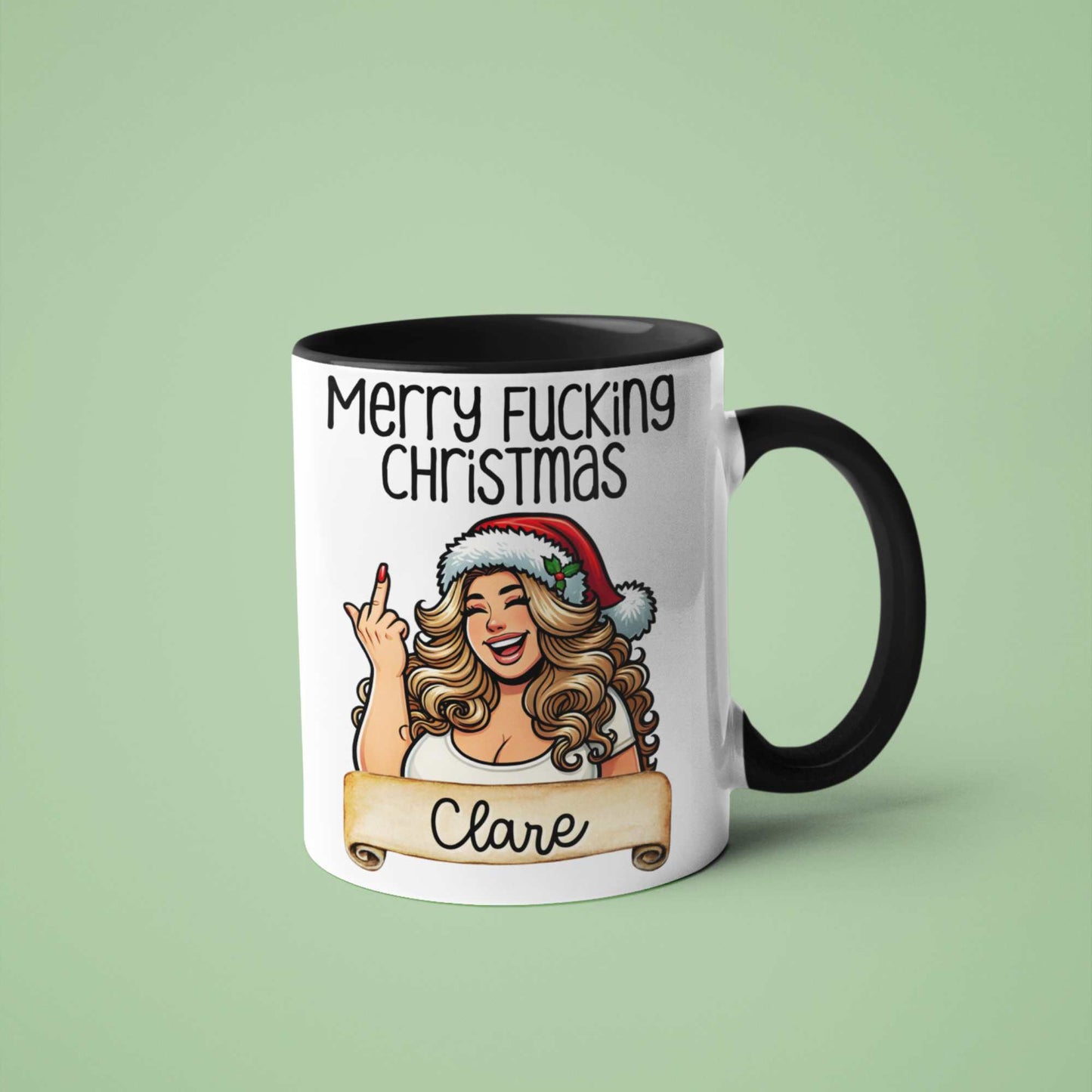 Merry Fucking Christmas Personalised Mug – Hilarious Xmas Gift, Sarcastic Christmas Present, Custom Name Holiday Mug
