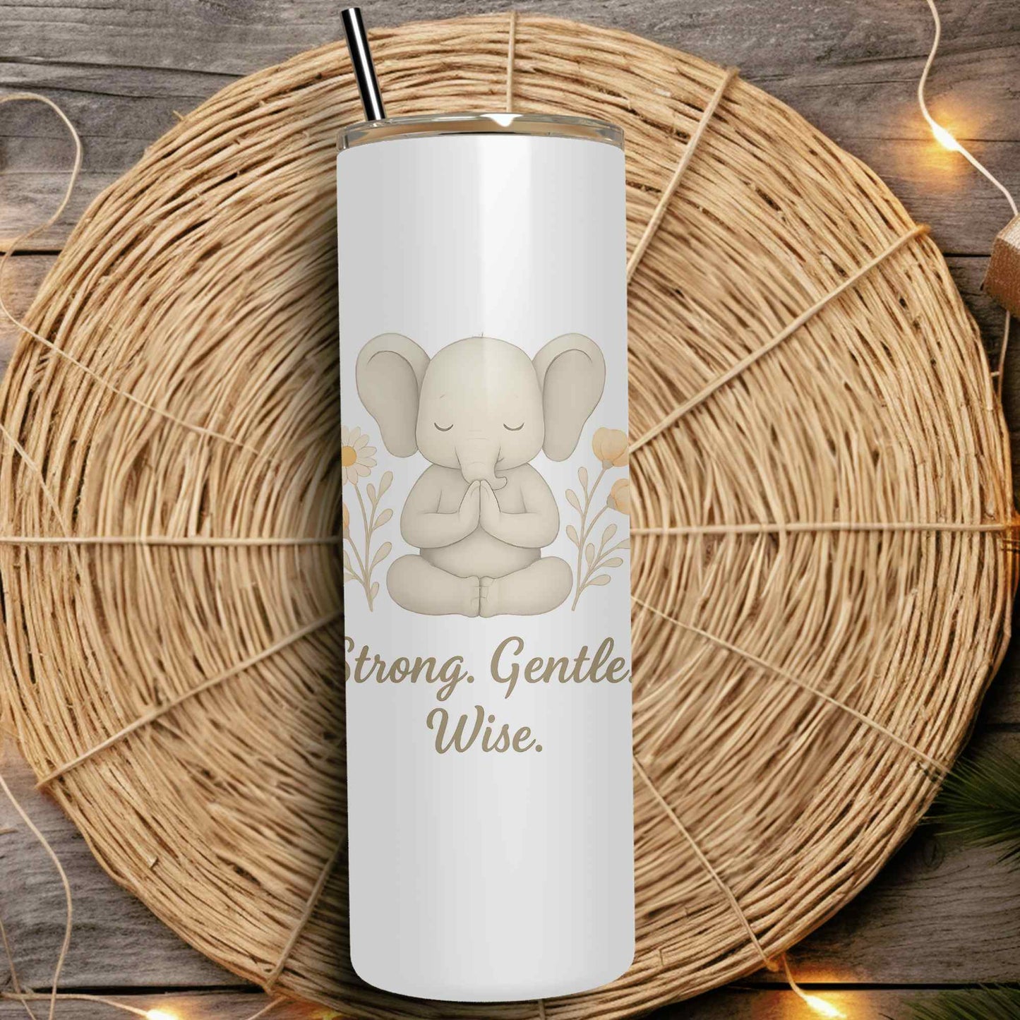 Strong Gentle Wise Mug | Elephant Mindfulness Mug | Yoga Gifts for Her | Inspirational Quote Coffee Cup | Boho Animal Mug | Motivational Gift Idea
