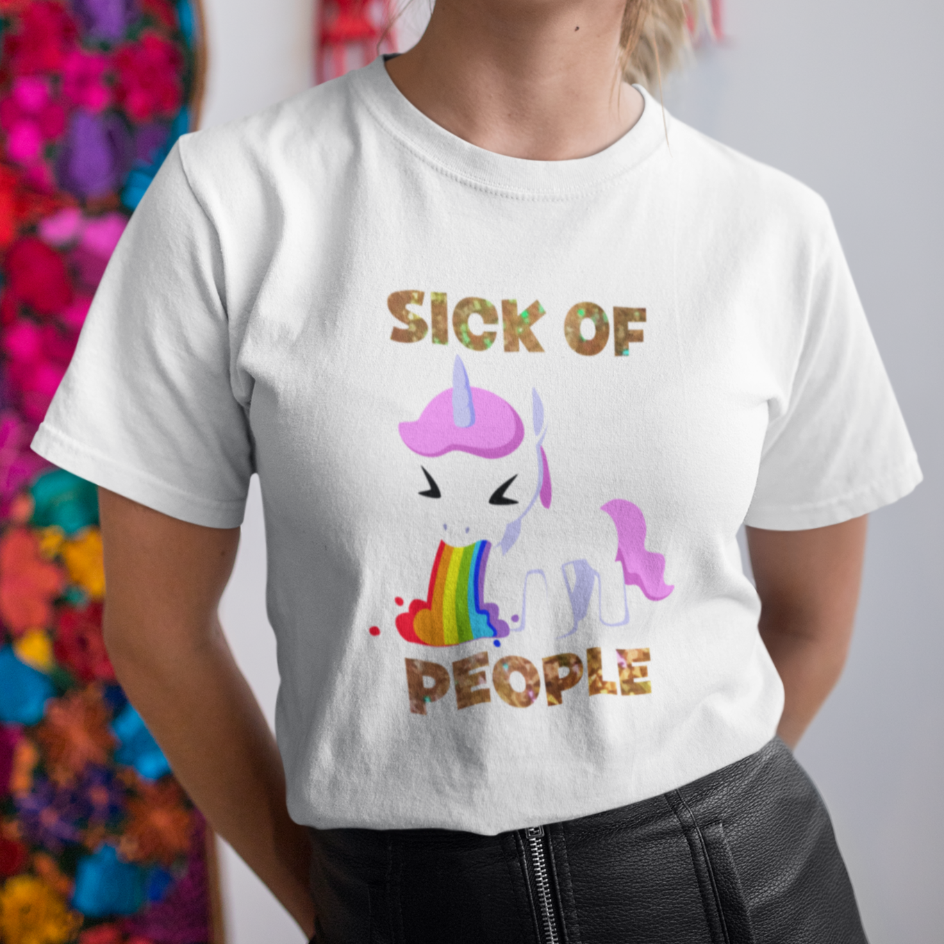 Sick of people or custom words t-shirt summer clothing
