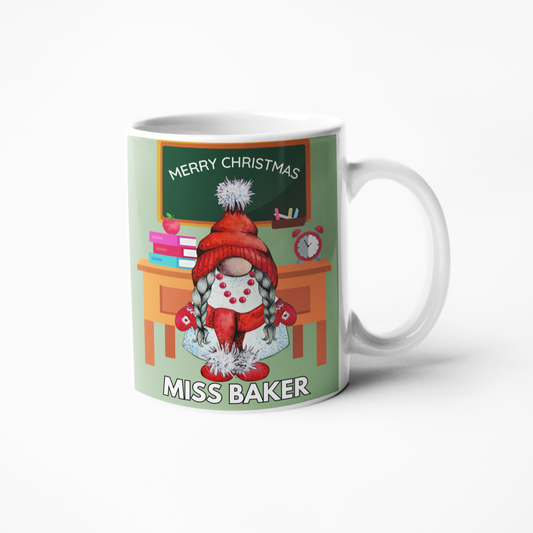 Merry Christmas teacher personalised mug
