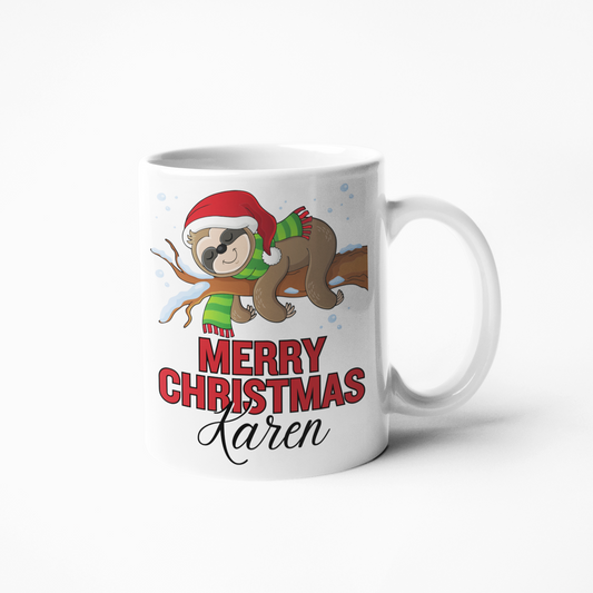 Sloth personalised Christmas mug any name