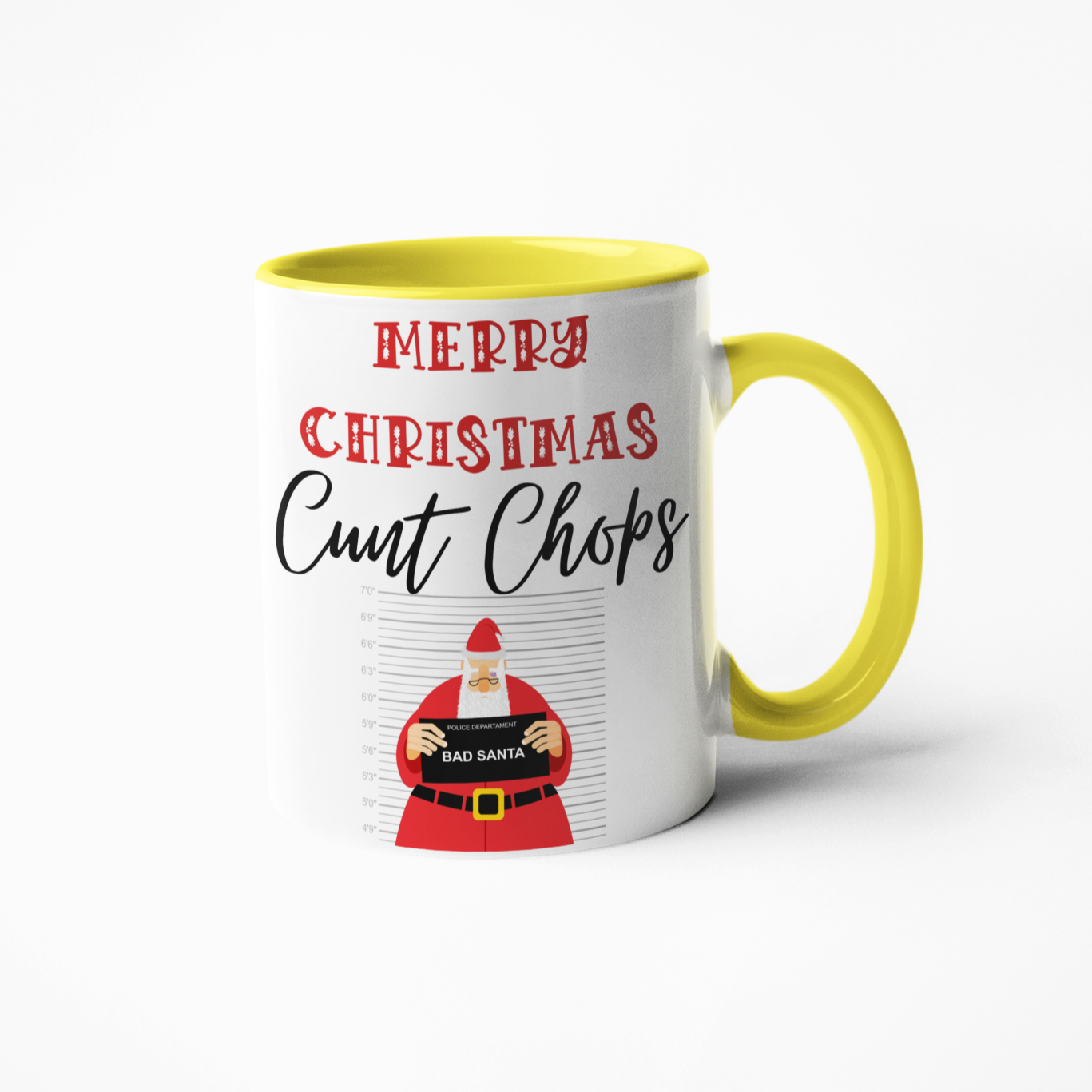 Merry Christmas cunt chops rude yellow mug