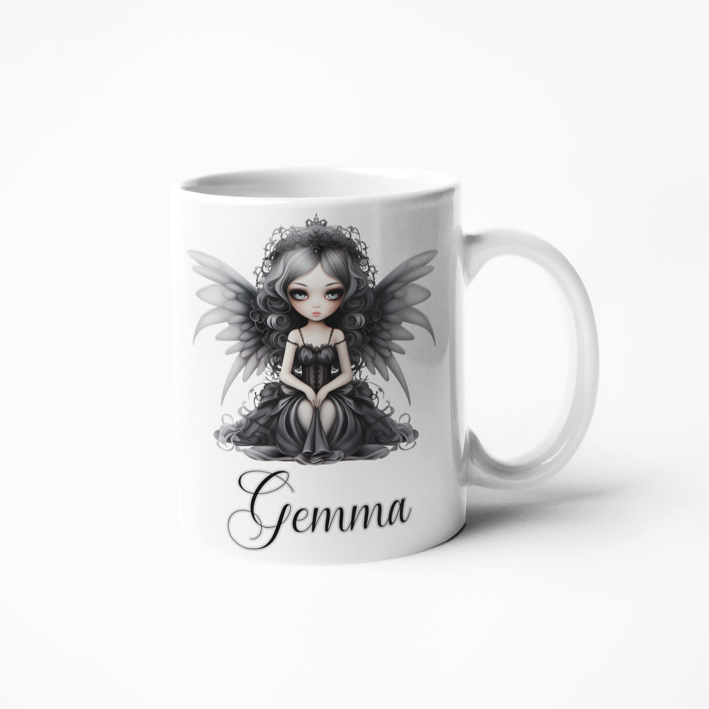 Gothic doll with wings coffee mug
