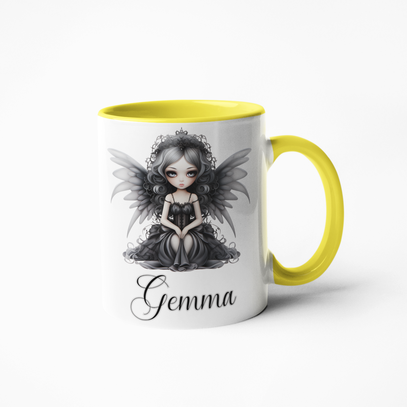 Gothic doll with wings coffee mug