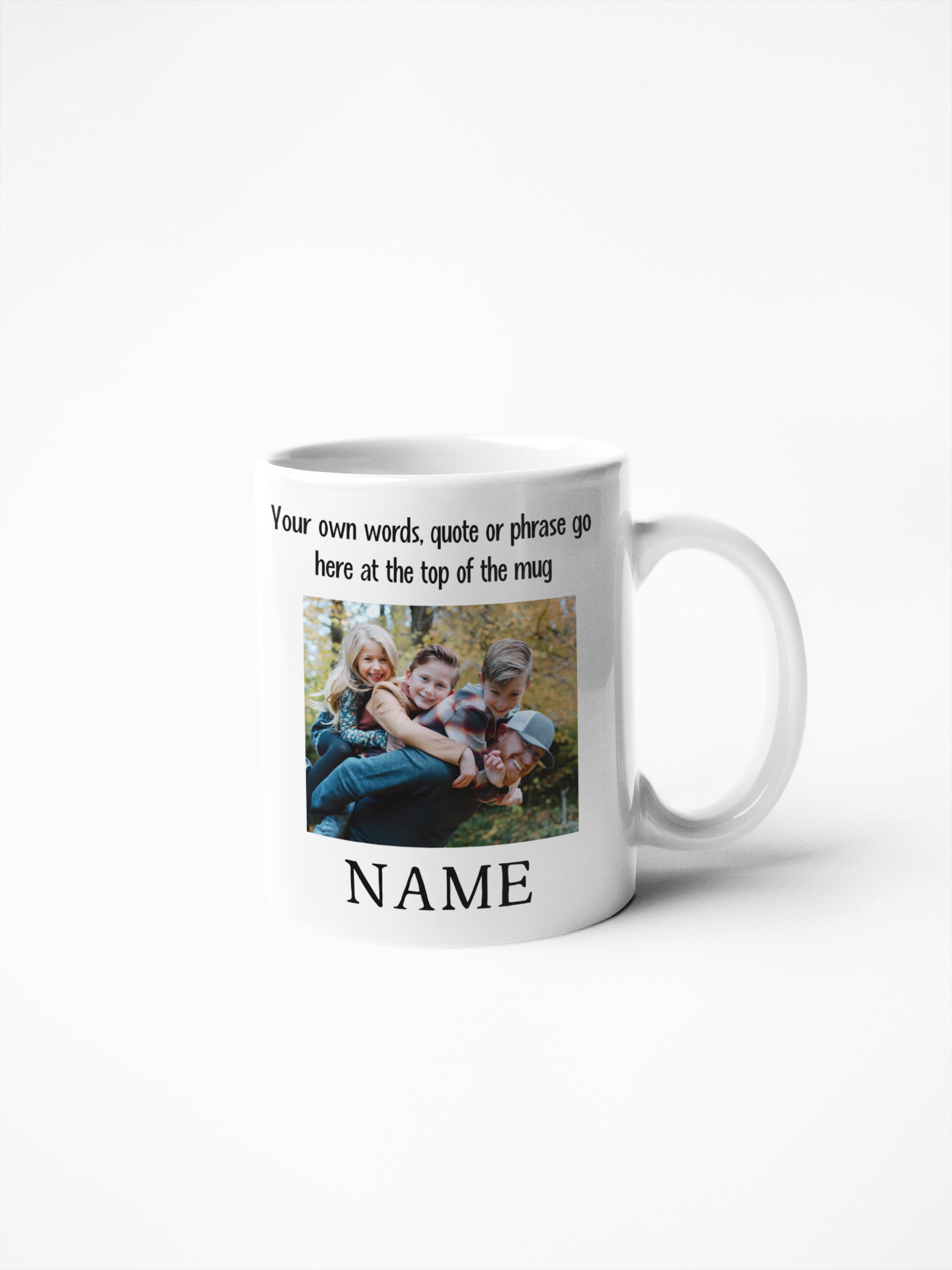 Personalised Photo Mug - Customise with Your Own Words and Name