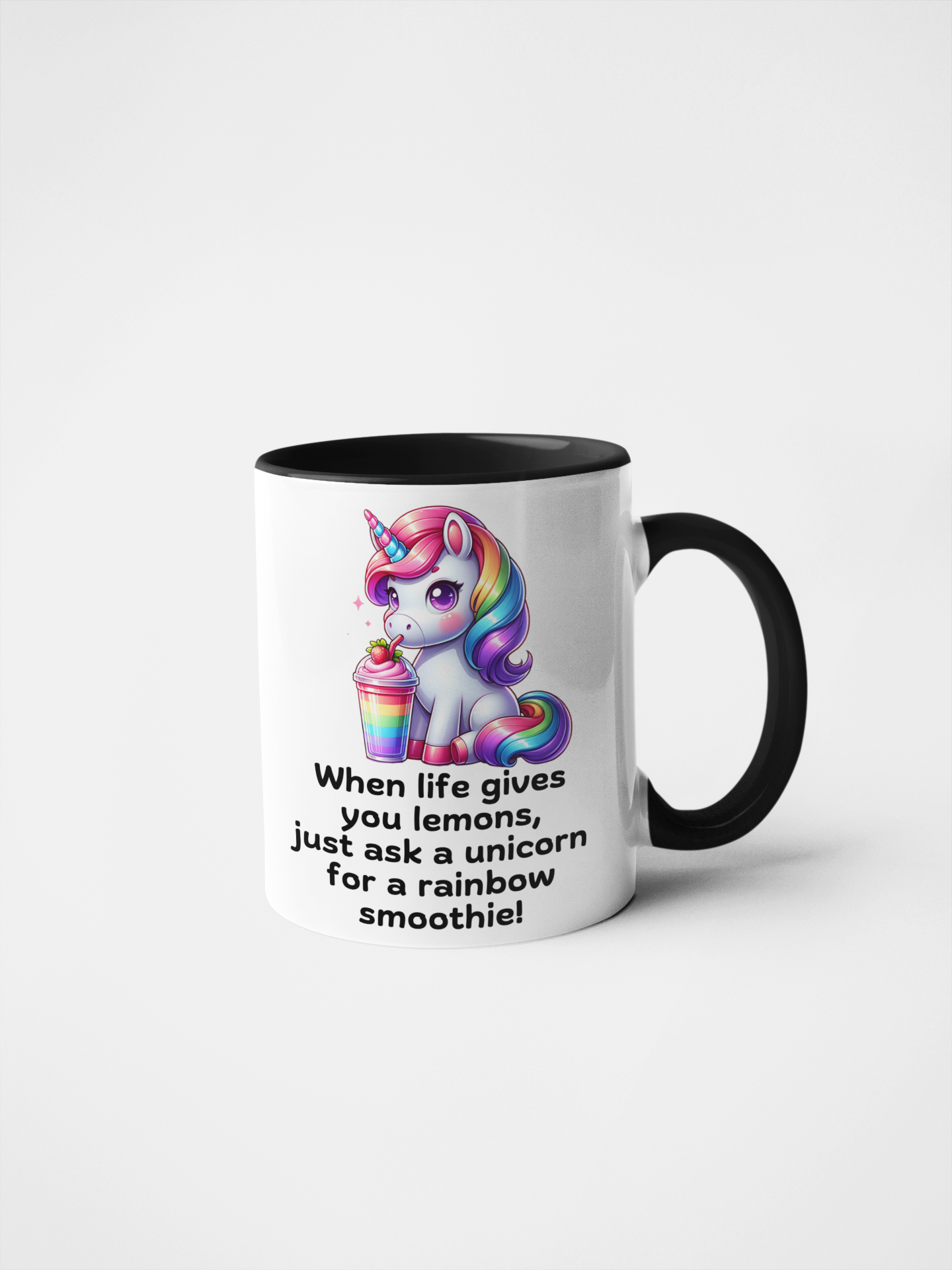 When Life Gives You Lemons, Just Ask a Unicorn for a Rainbow Smoothie! Fun Unicorn Mug | Cute Rainbow Drink Mug | Perfect Gift for Unicorn Lovers | 11oz & 15oz Ceramic Mug