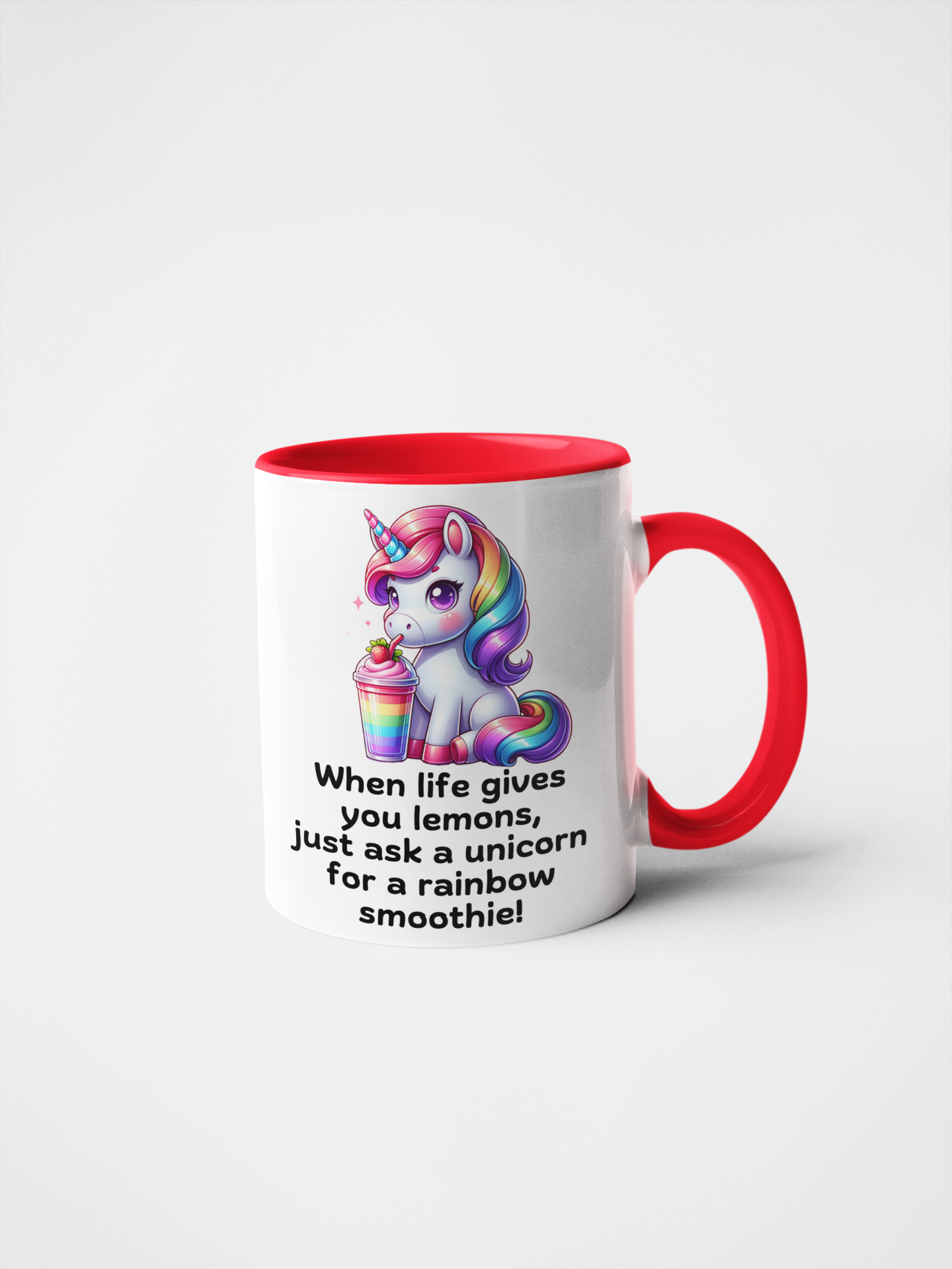 When Life Gives You Lemons, Just Ask a Unicorn for a Rainbow Smoothie! Fun Unicorn Mug | Cute Rainbow Drink Mug | Perfect Gift for Unicorn Lovers | 11oz & 15oz Ceramic Mug