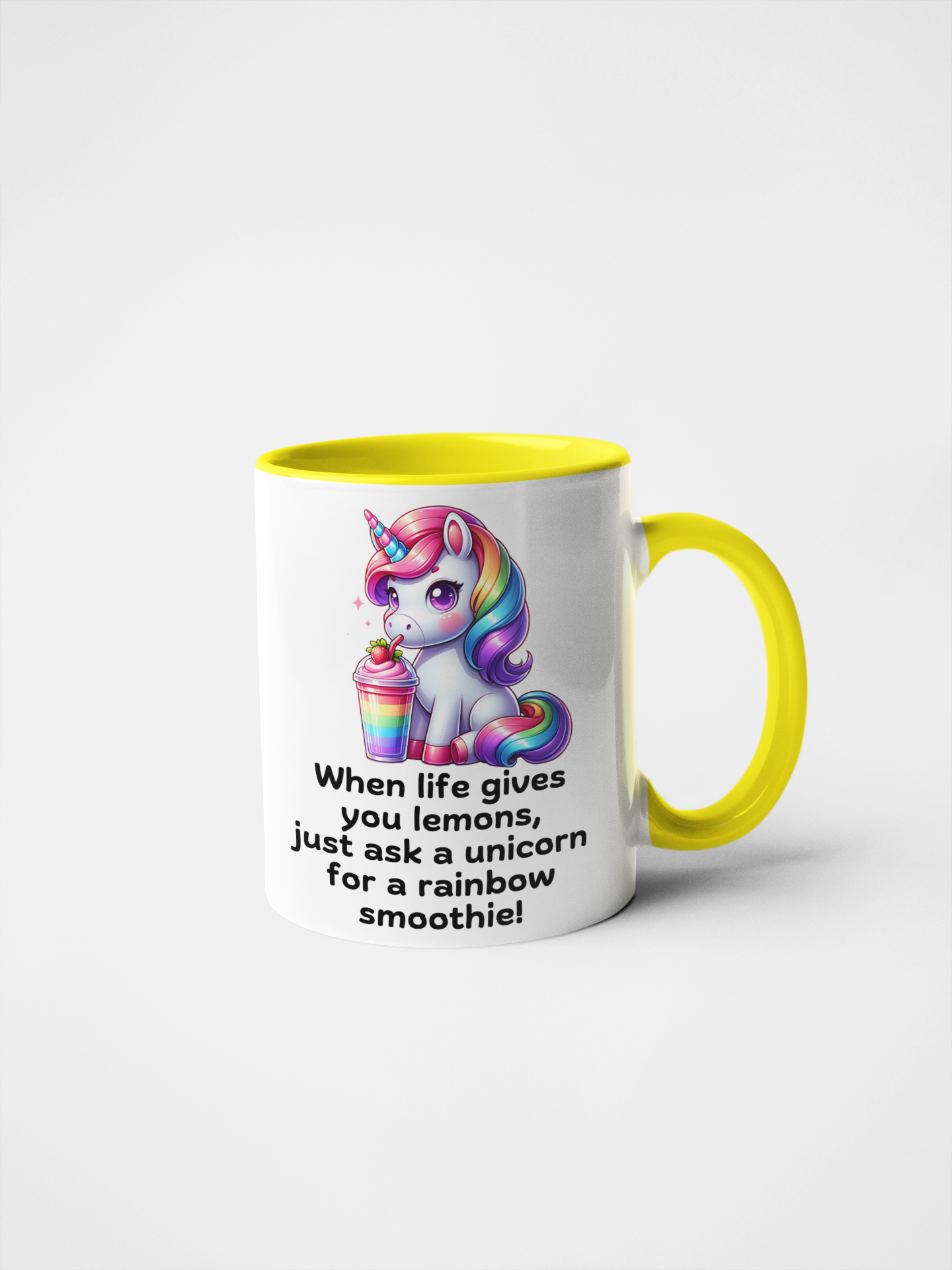 When Life Gives You Lemons, Just Ask a Unicorn for a Rainbow Smoothie! Fun Unicorn Mug | Cute Rainbow Drink Mug | Perfect Gift for Unicorn Lovers | 11oz & 15oz Ceramic Mug
