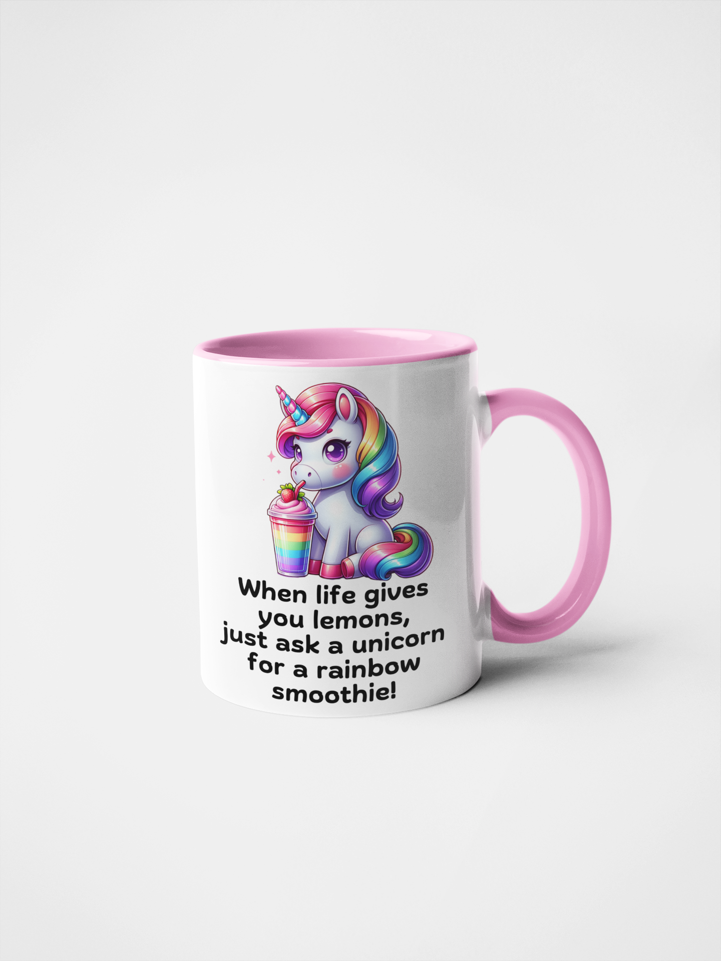 When Life Gives You Lemons, Just Ask a Unicorn for a Rainbow Smoothie! Fun Unicorn Mug | Cute Rainbow Drink Mug | Perfect Gift for Unicorn Lovers | 11oz & 15oz Ceramic Mug