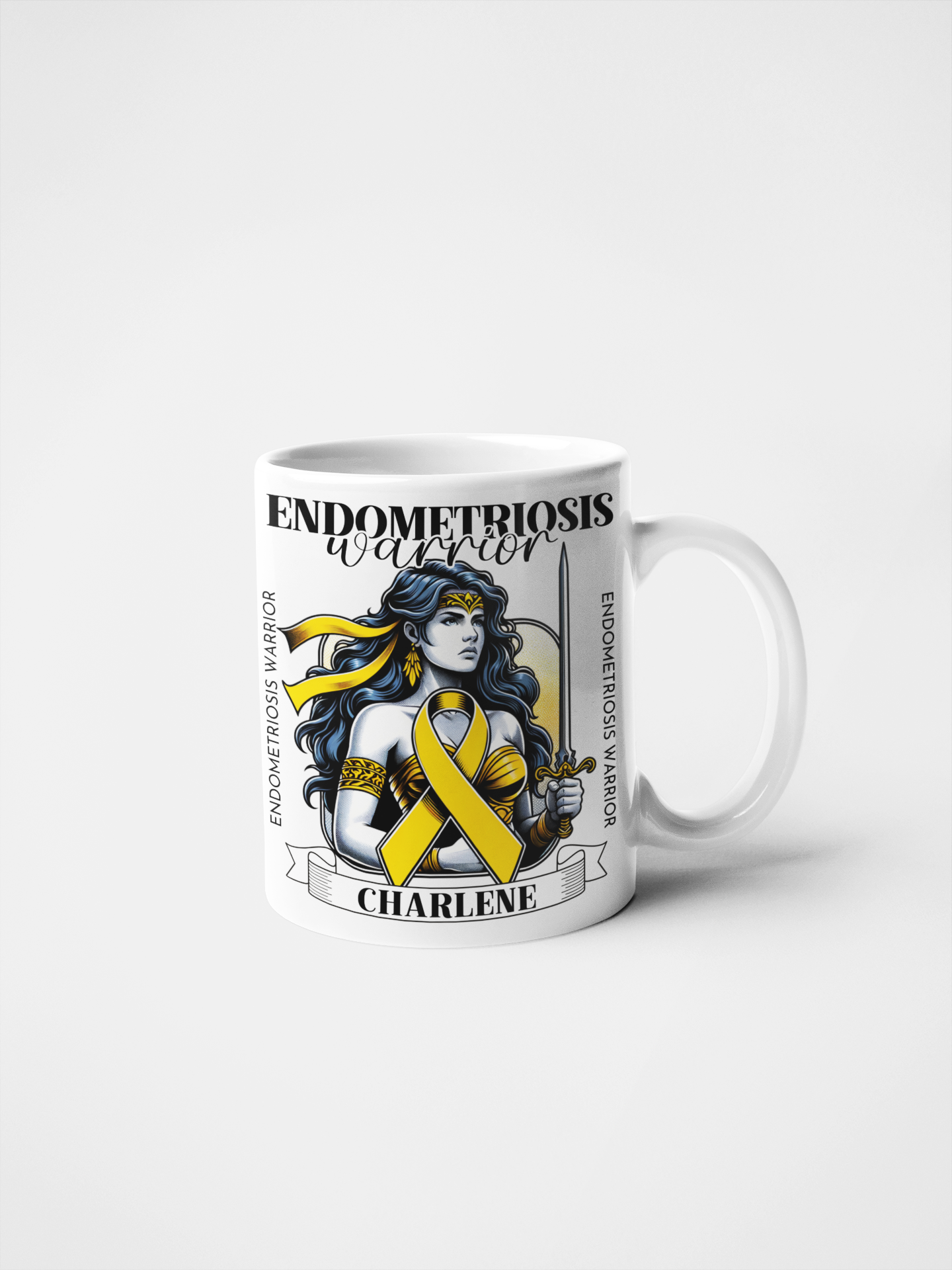 Endometriosis Warrior Personalised Mug or Tumbler | Custom Name Endo Awareness Gift | Inspirational Endometriosis Fighter Cup | Warrior Woman Collection
