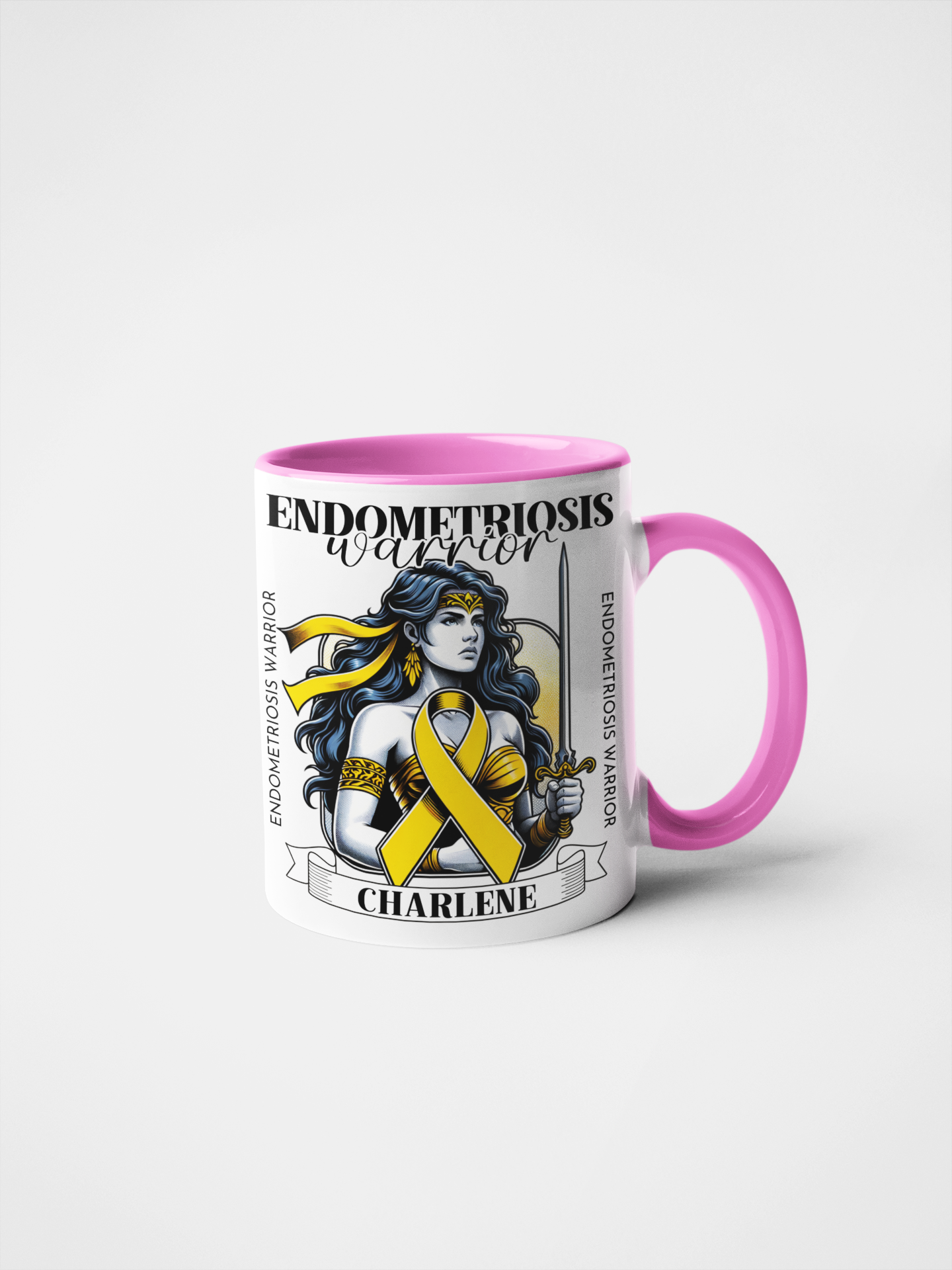 Endometriosis Warrior Personalised Mug or Tumbler | Custom Name Endo Awareness Gift | Inspirational Endometriosis Fighter Cup | Warrior Woman Collection