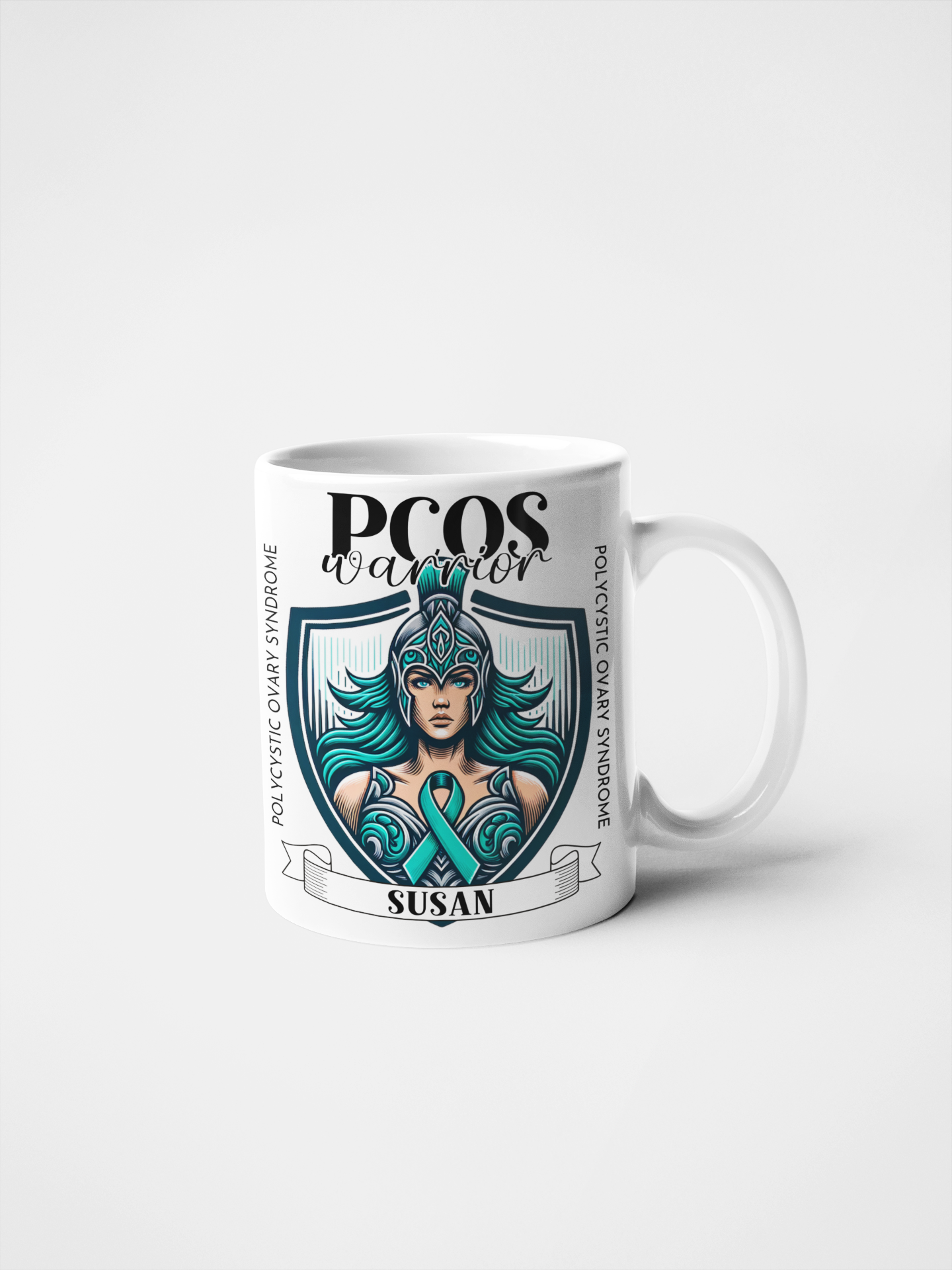PCOS Warrior Personalised Mug or Tumbler | Custom Name PCOS Awareness Gift | Inspirational Polycystic Ovary Syndrome Fighter Cup | Warrior Woman Collection