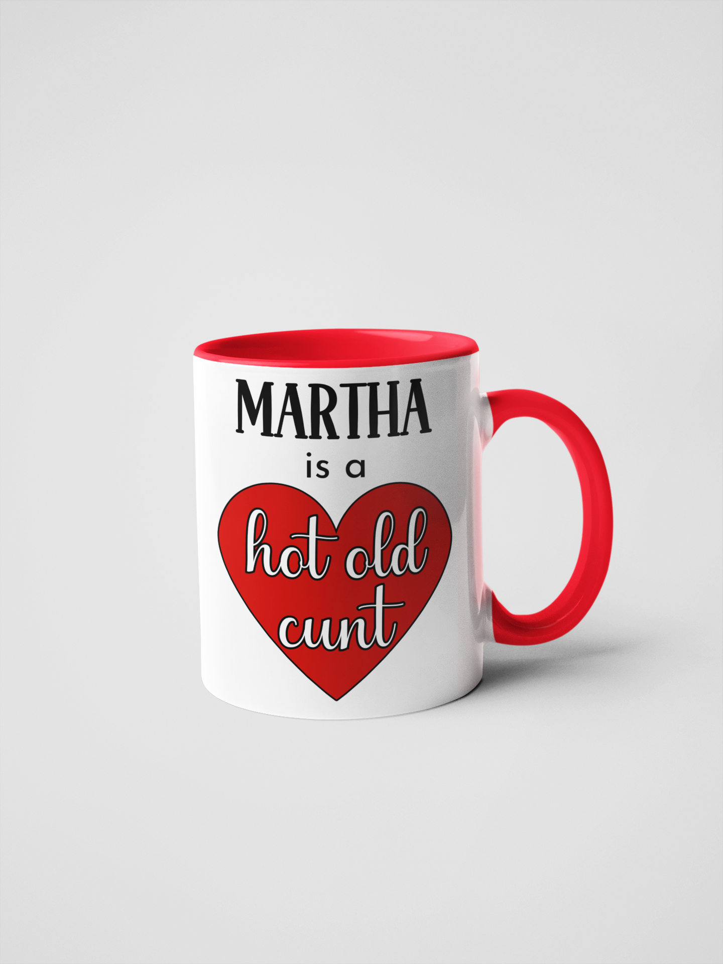 Hot Old Cunt Personalised Mug – Custom Name Heart Design – Hilarious Gift for Friends, Coworkers, Secret Santa – Cheeky, Adult Humour Mug