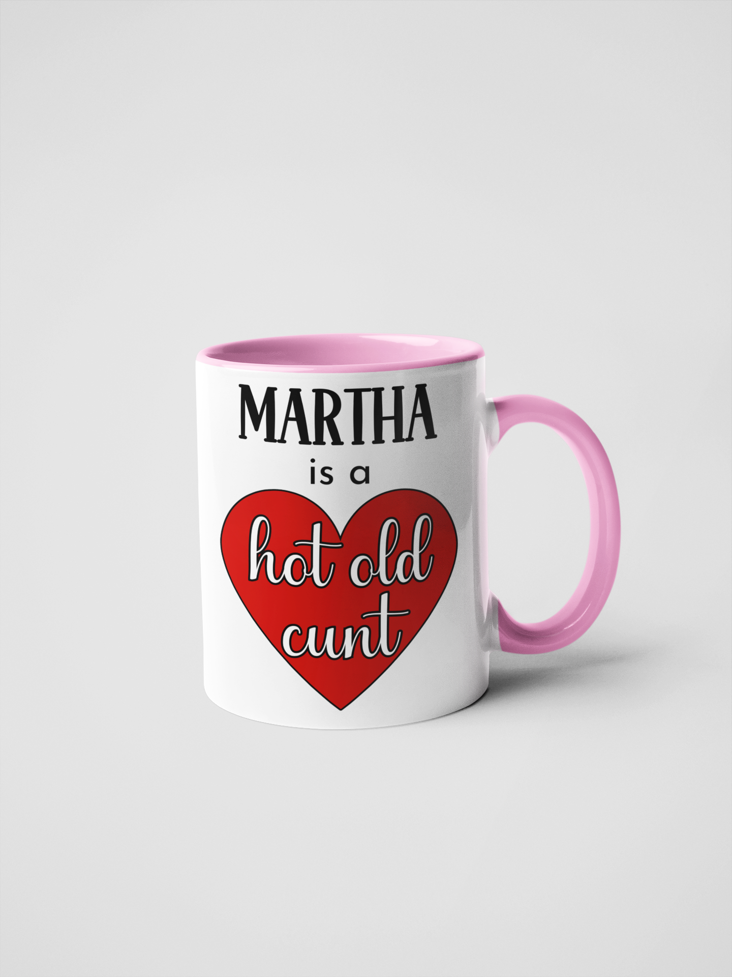 Hot Old Cunt Personalised Mug – Custom Name Heart Design – Hilarious Gift for Friends, Coworkers, Secret Santa – Cheeky, Adult Humour Mug
