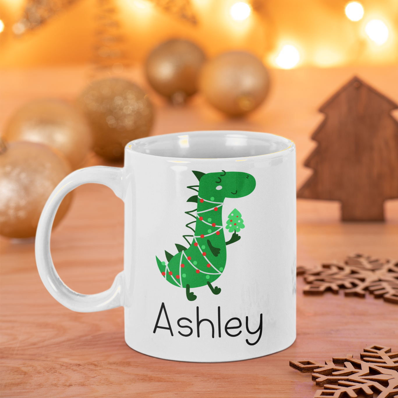Dinosaur kids Christmas mug