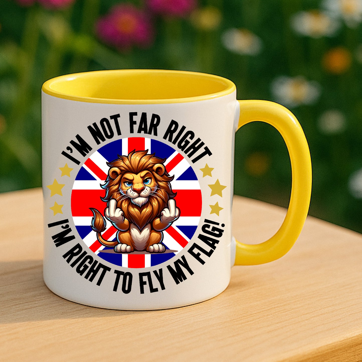 Funny British Lion Mug Novelty Union Jack Coffee Cup Patriotic Gift for Friends