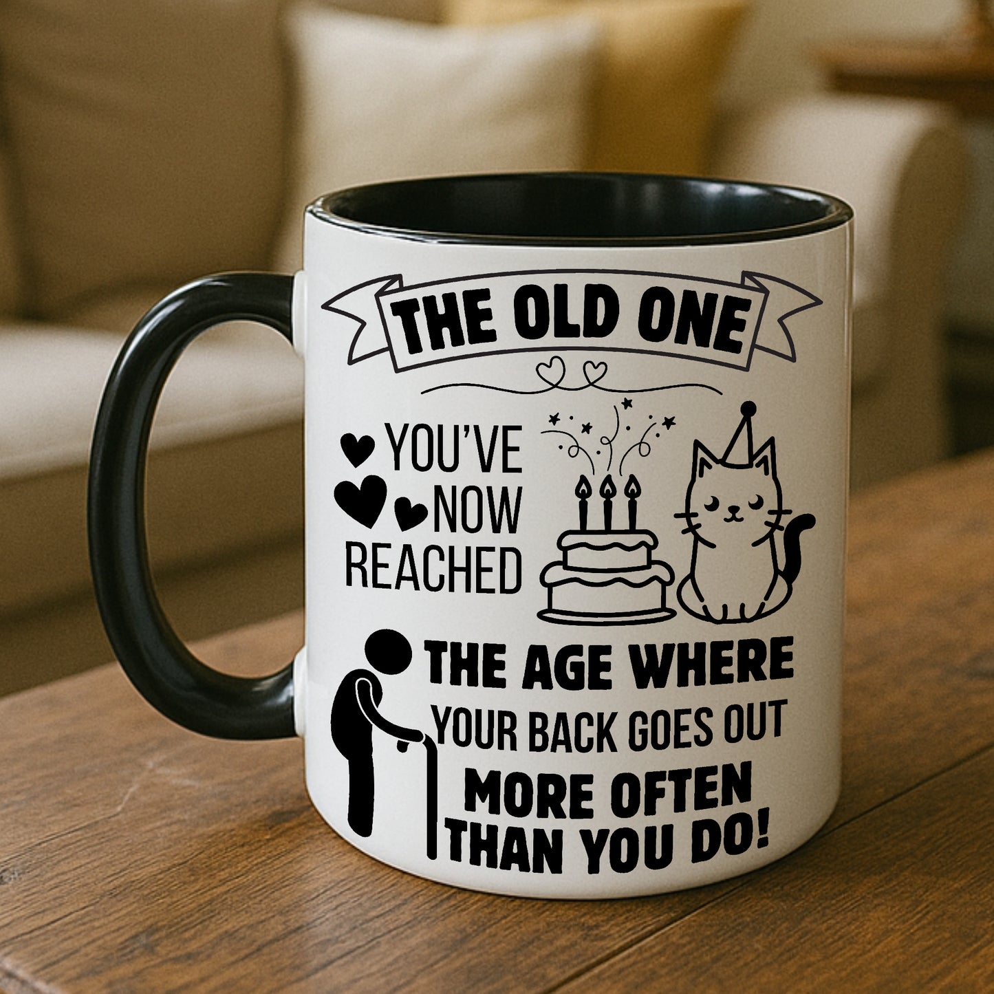 Funny Milestone Birthday Mug for Women or Men | “The Old One” Sarcastic Gift for Adult Friend, Sister, Colleague