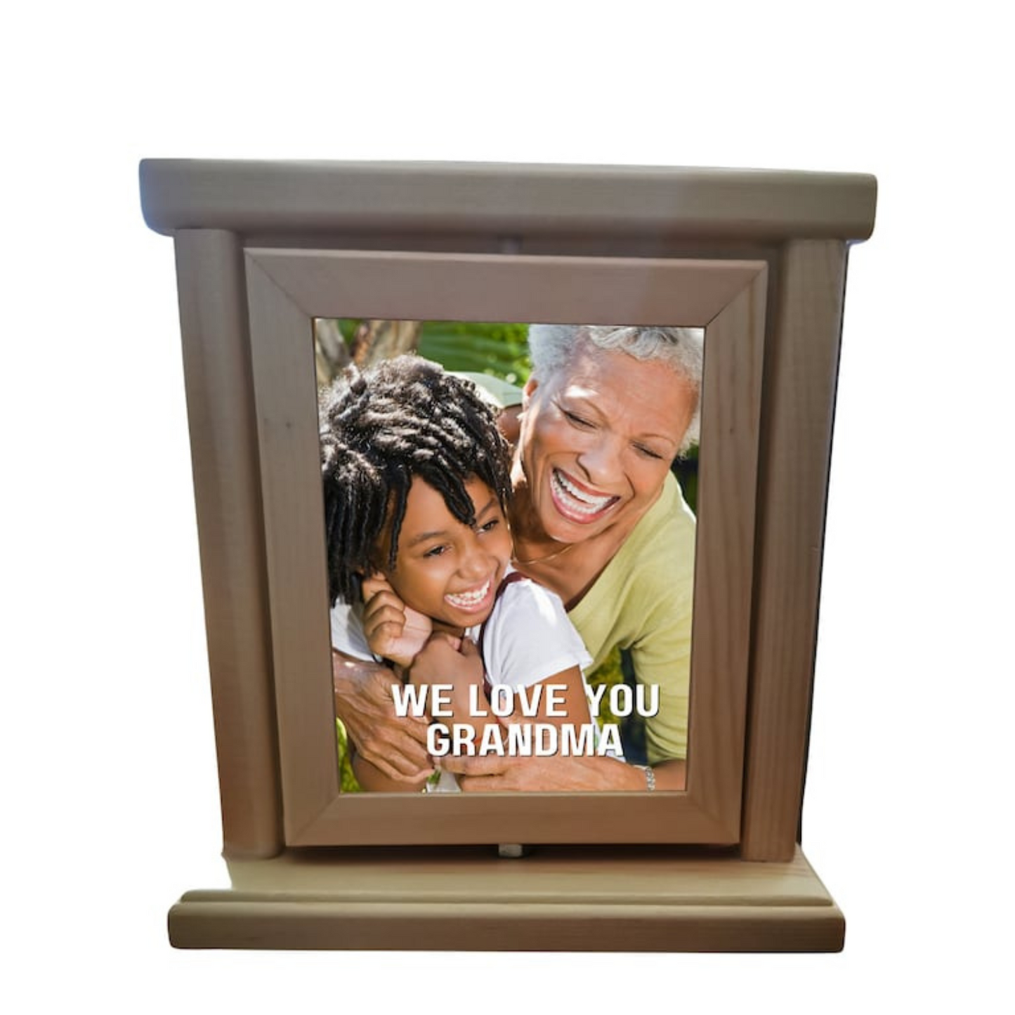 Spinning bamboo frame with 2 x printed photos