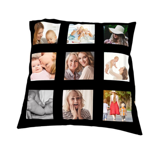 9 panel personalised custom cushion cover purple or black silky soft feel