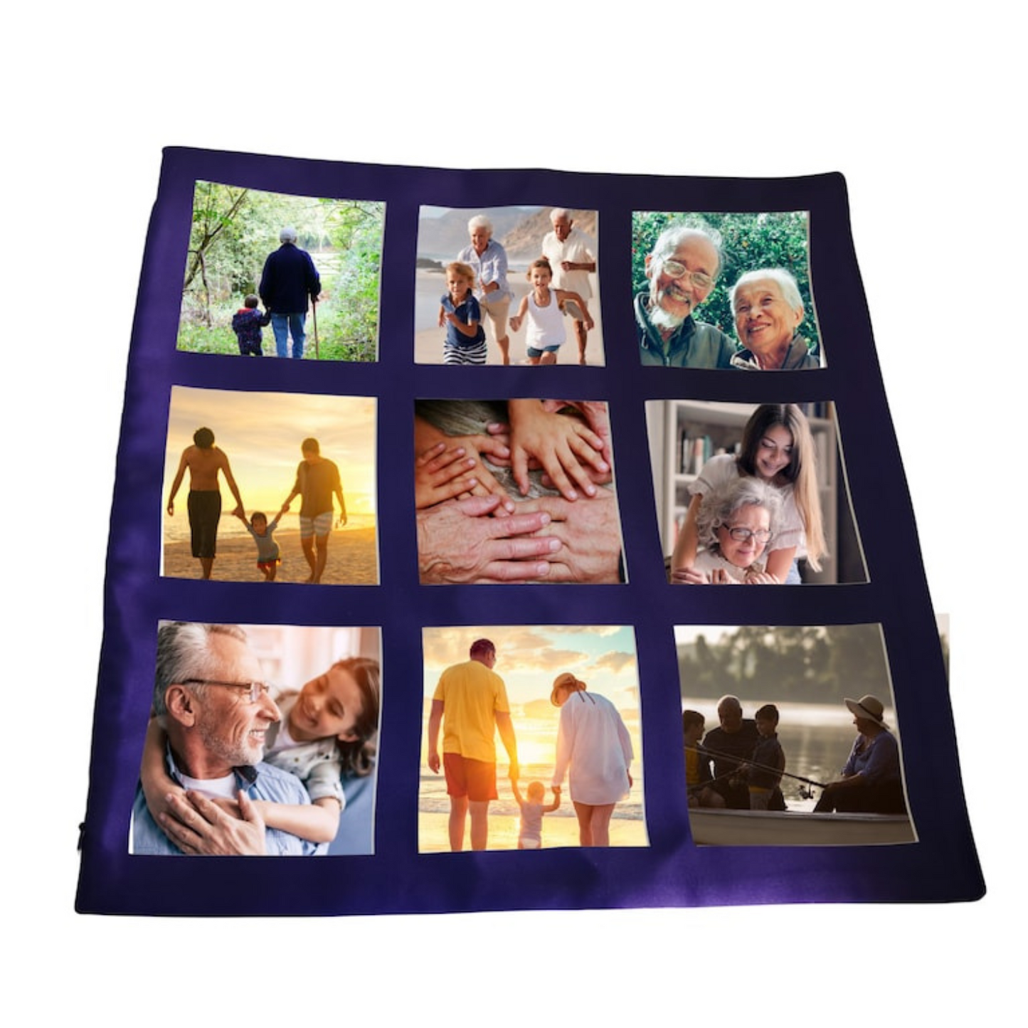 9 panel personalised custom cushion cover purple or black silky soft feel