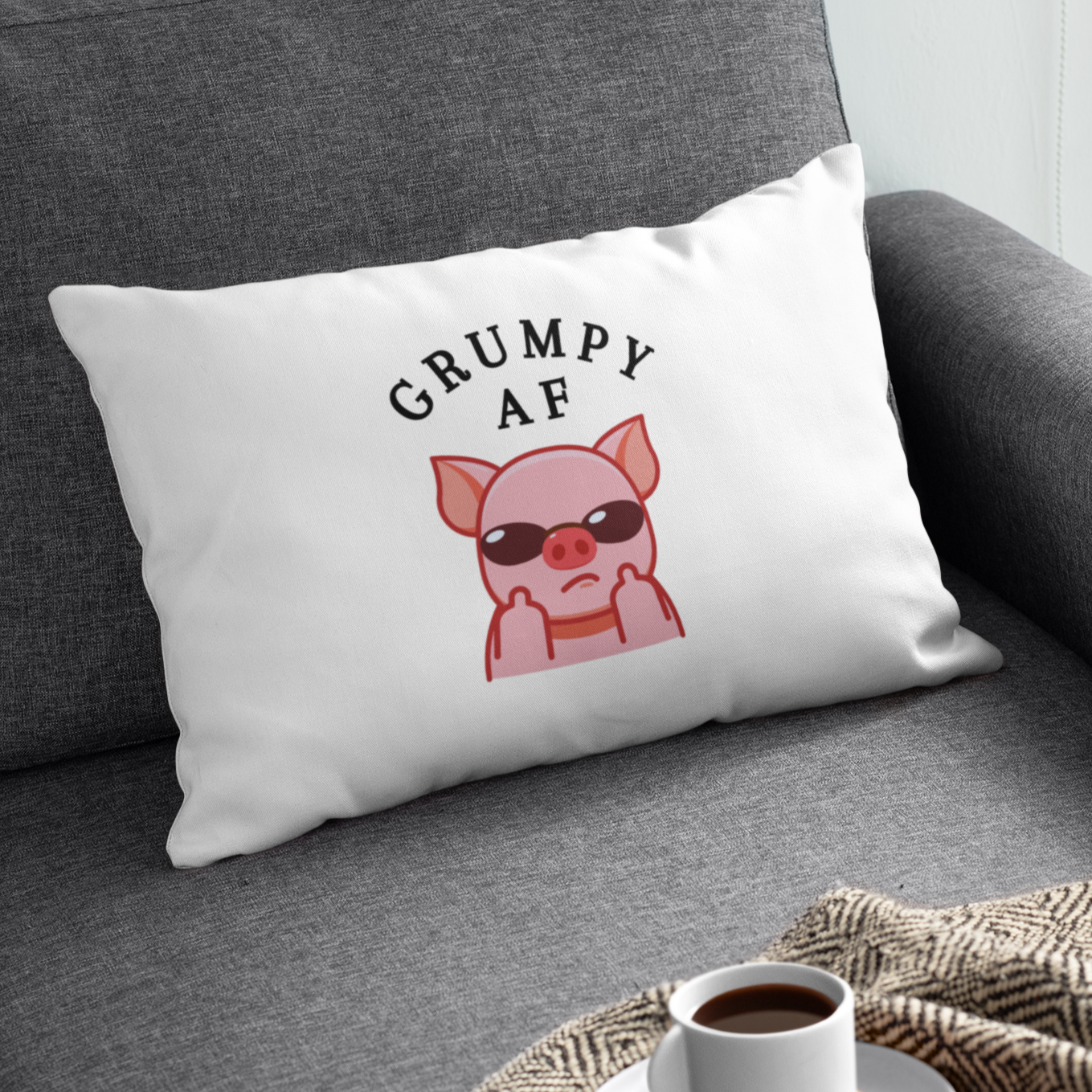 grumpy af pig pillow case