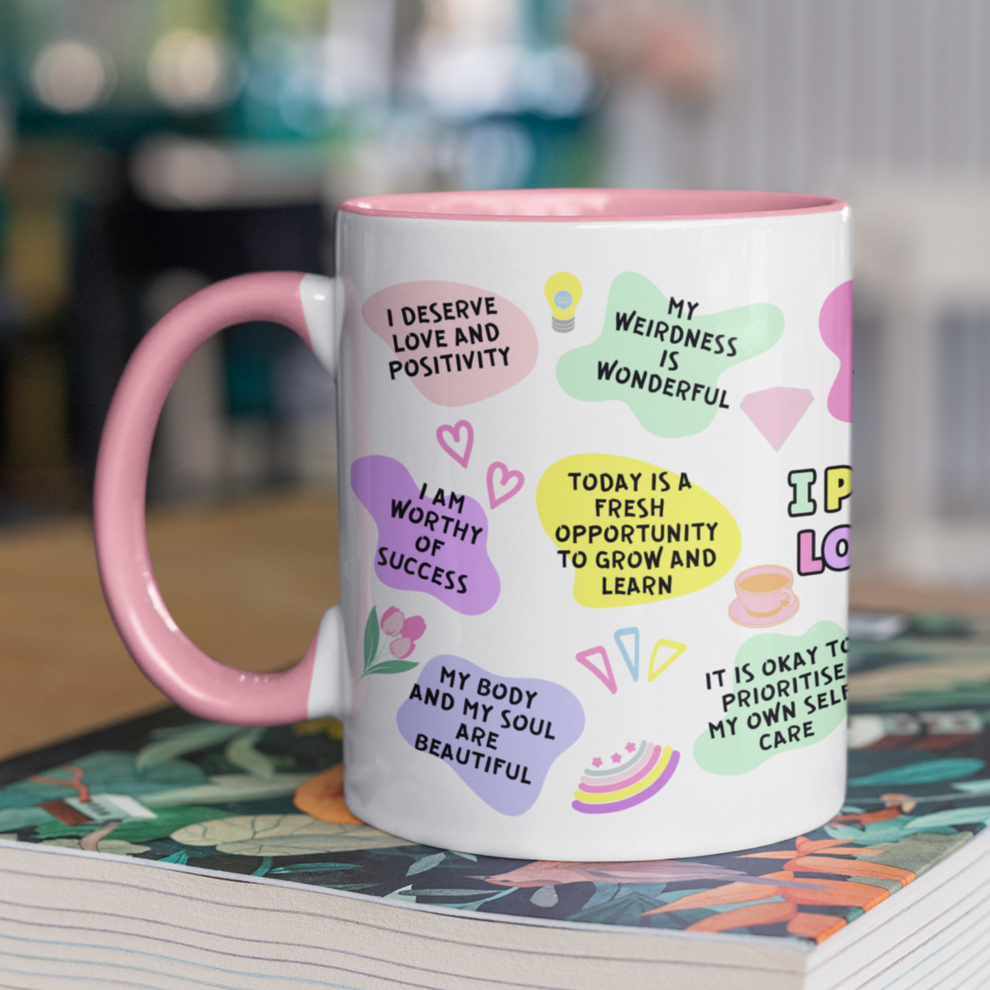I promise to love myself positivity self care self-love mug cup birthday Christmas gift stocking filler idea 2023 cute presents