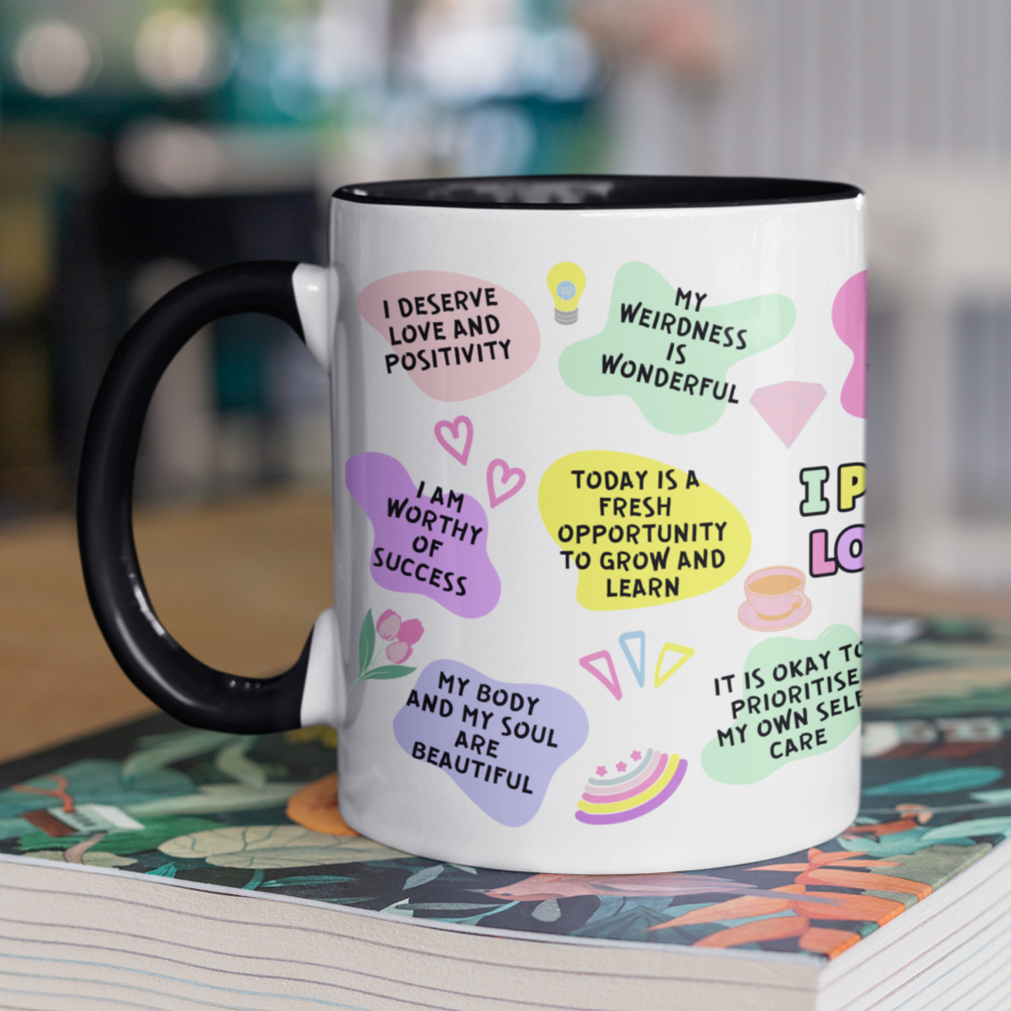 I promise to love myself positivity self care self-love mug cup birthday Christmas gift stocking filler idea 2023 cute presents