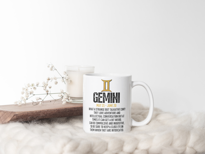 Gemini horoscope astrological starsign funny coffee mug gifts for birthdays