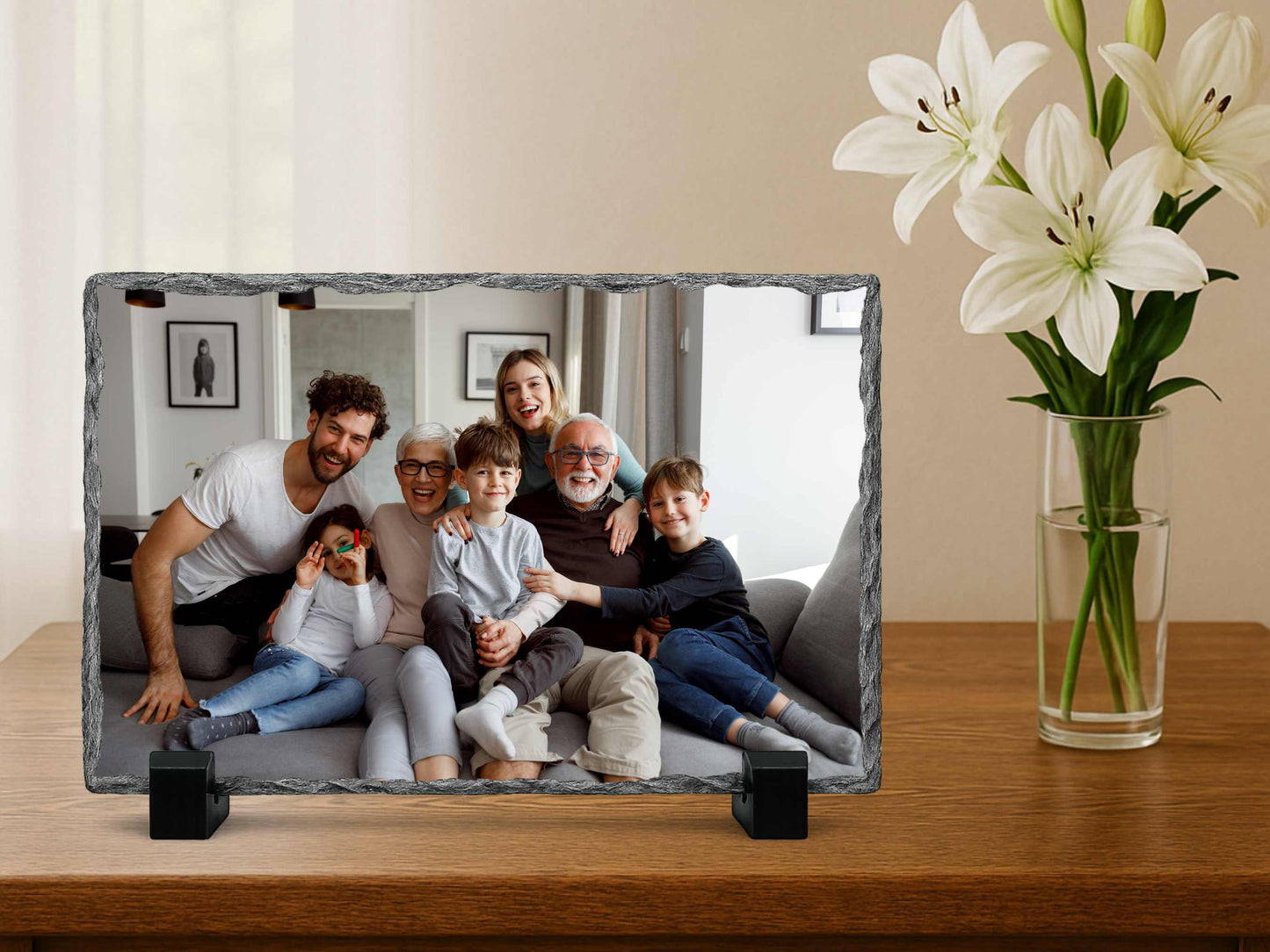 Personalised Photo Slate Rock with Custom Text – Unique Gift for Mum, Dad, Sister, Brother | Birthday, Christmas, Memorial Keepsake