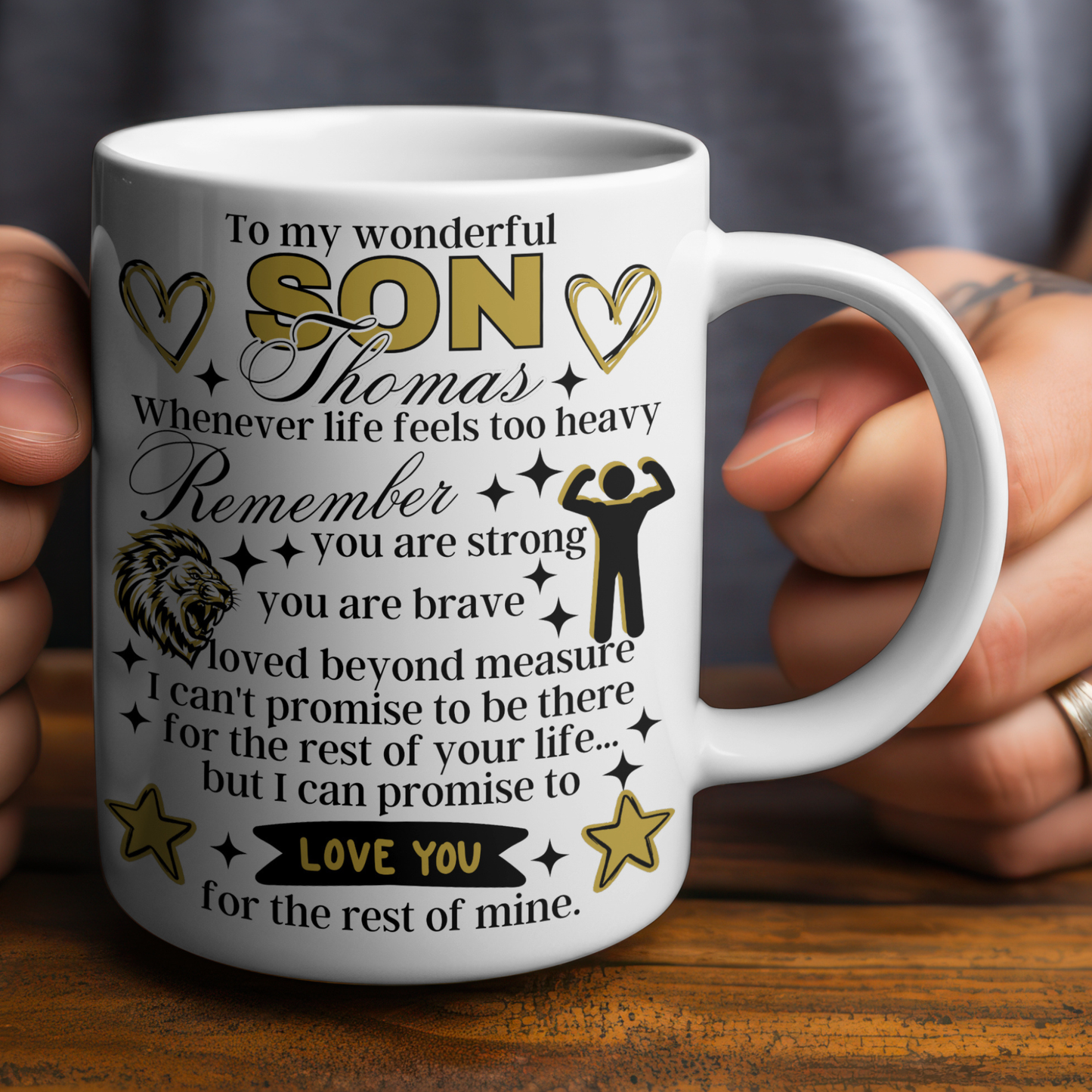 To My Wonderful Son Personalised Name Mug – Inspirational Son Gift, Ceramic 11oz / 15oz, Message Keepsake for Son, Birthday / Christmas / Graduation Present