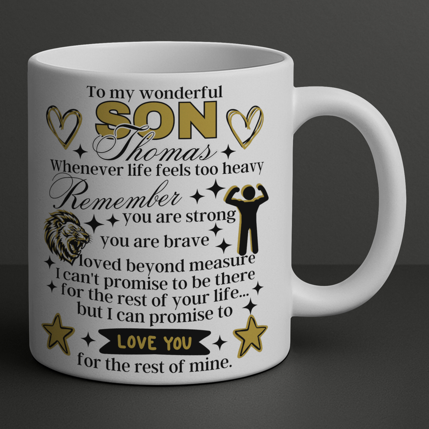 To My Wonderful Son Personalised Name Mug – Inspirational Son Gift, Ceramic 11oz / 15oz, Message Keepsake for Son, Birthday / Christmas / Graduation Present