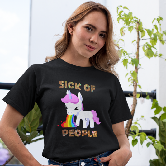 Sick of people or custom words t-shirt summer clothing
