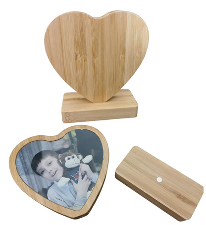 Bamboo heart eco friendly magnetic printed photo ornament