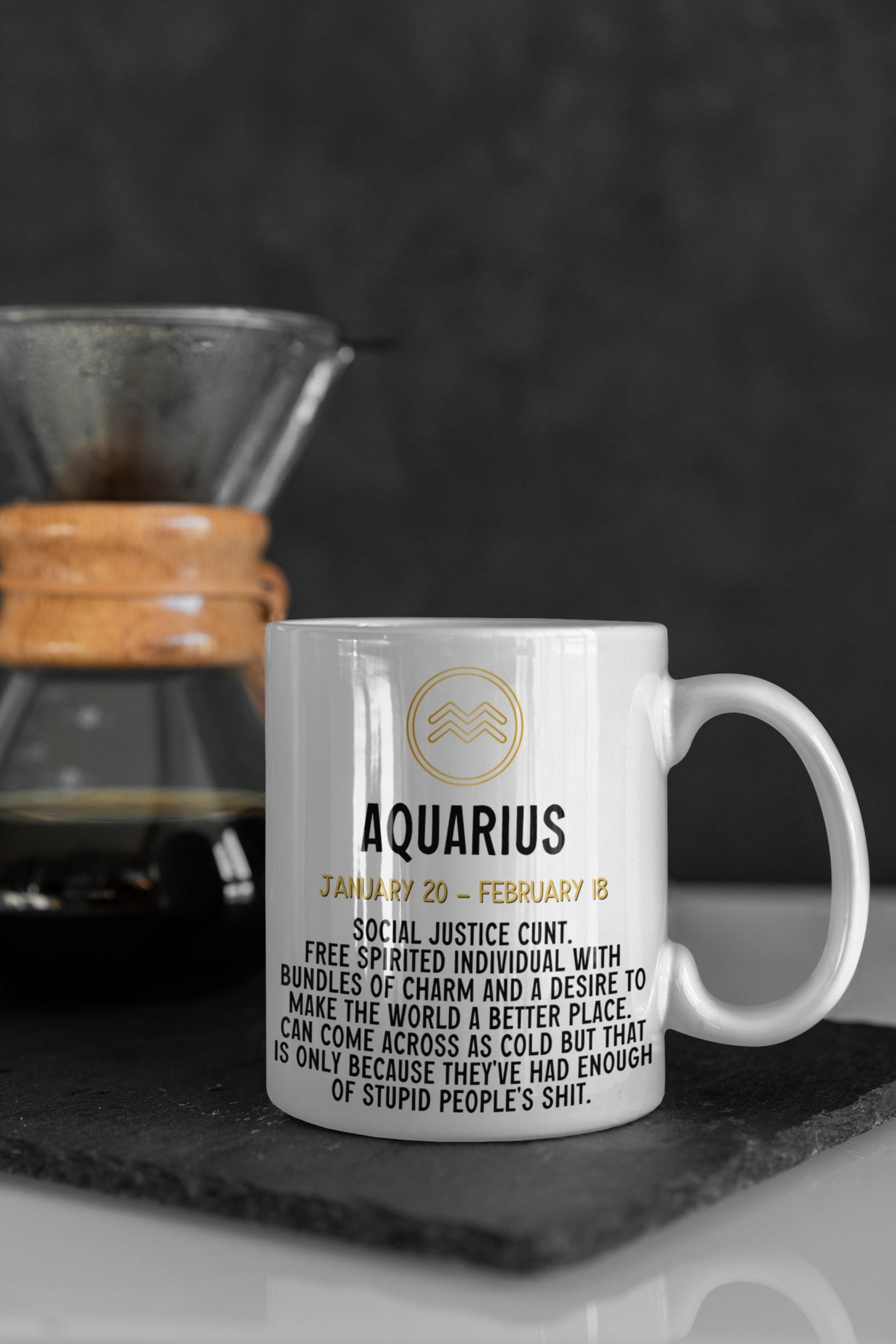 Aquarius star sign horoscope swear profanity mug
