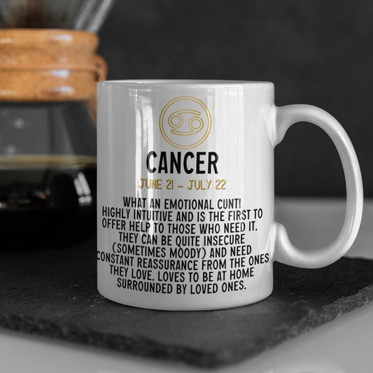 Cancer star sign horoscope sweary rude profanity funny coffee mug