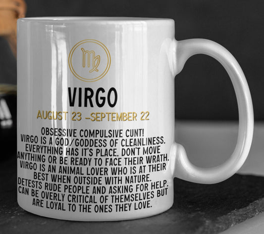 Virgo star sign, Virgo mug, Virgo gift ideas, Virgo Coffee Mug, Horoscope Gift Ideas, star sign mug, swear coffee mug, profanity mug