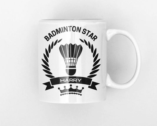 Badminton theme gift personalised coffee mug
