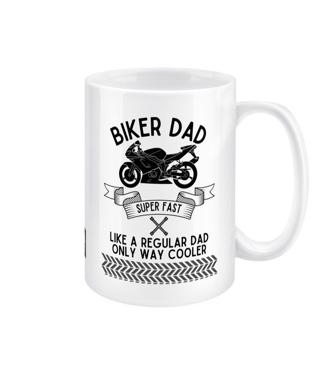 Ultimate Biker Dad Gift: Large 15oz Motorcycle Coffee Mug - Perfect for Birthdays, Christmas & Father’s Day | Dishwasher & Microwave Safe